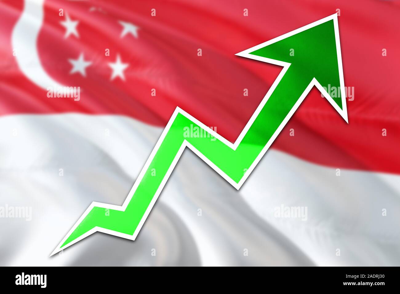 Singapore Economy Graph Is Indicating Positive Growth, Green Arrow ...