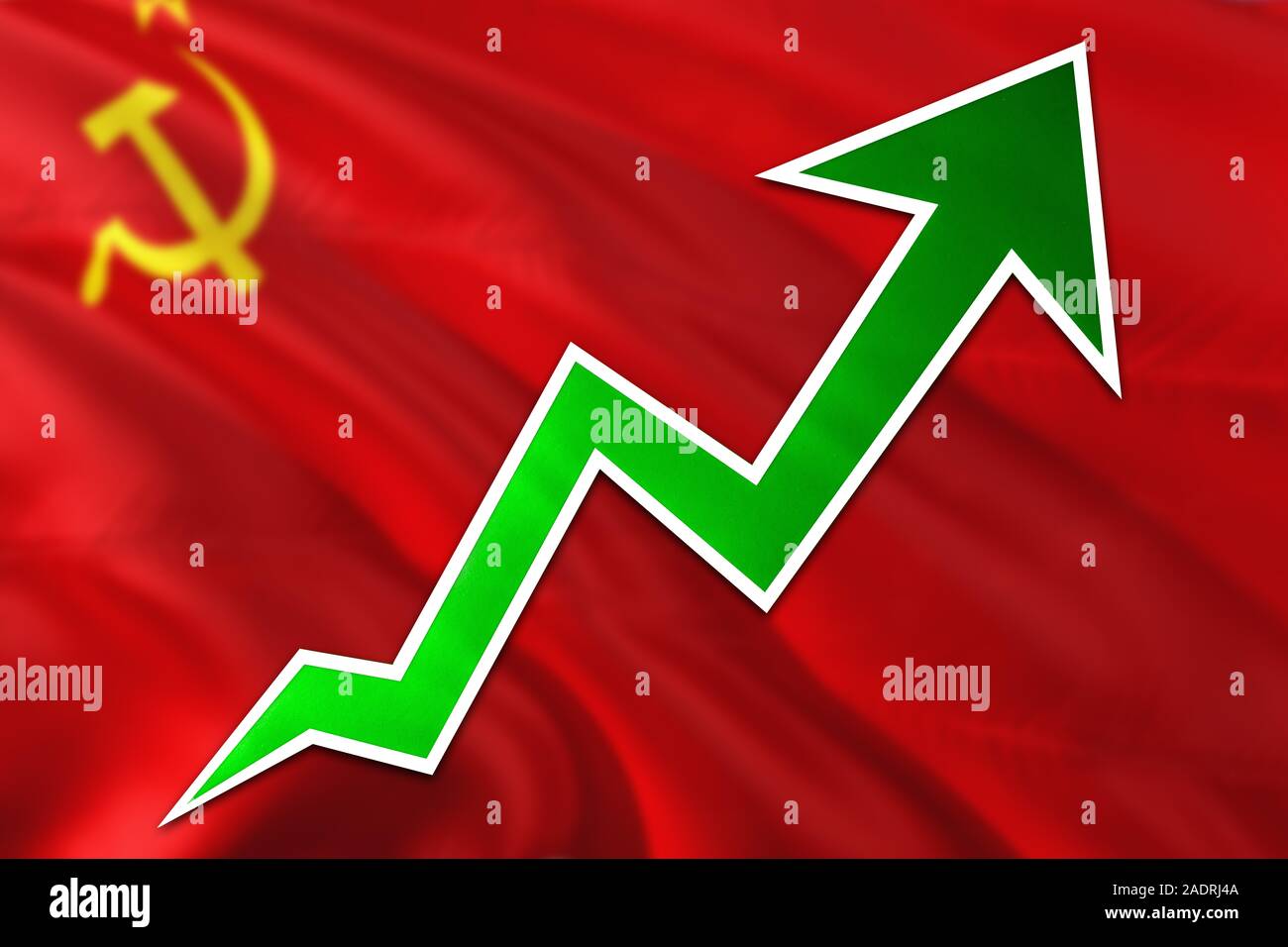 soviet-union-economy-graph-is-indicating-positive-growth-green-arrow-going-up-with-trend-line