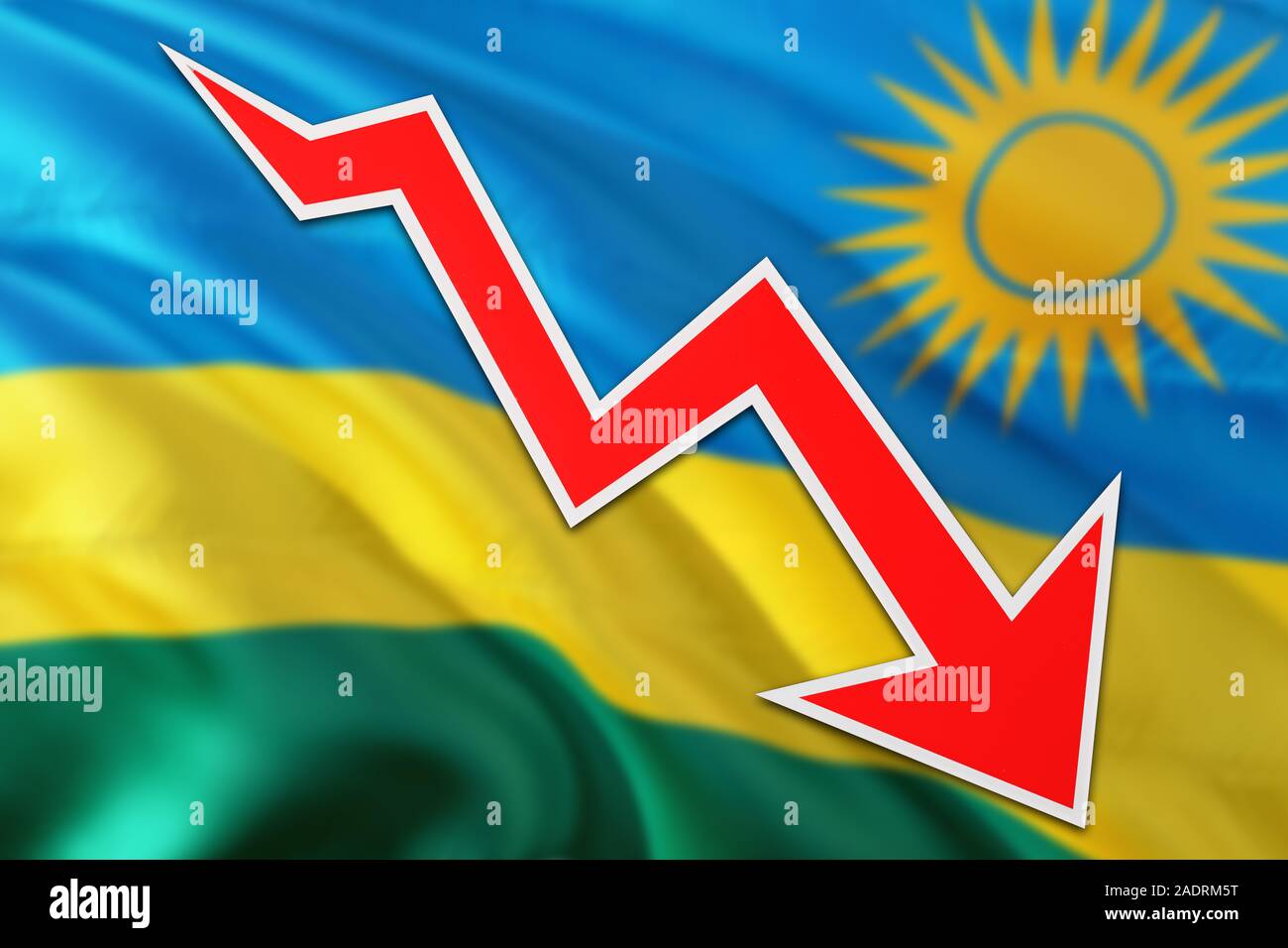 Rwanda economy graph is indicating negative growth, red arrow going ...