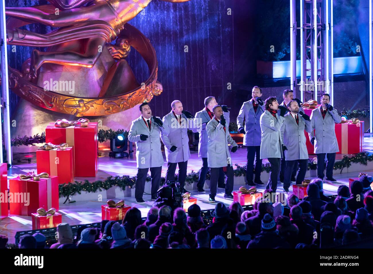 New York, NY December 4, 2019 Straight No Chaser band performs on