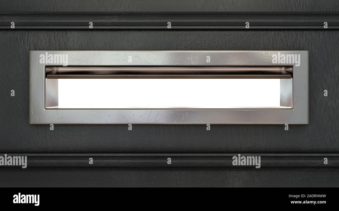 A concept image of a closeup of an open door letter flap on an isolated