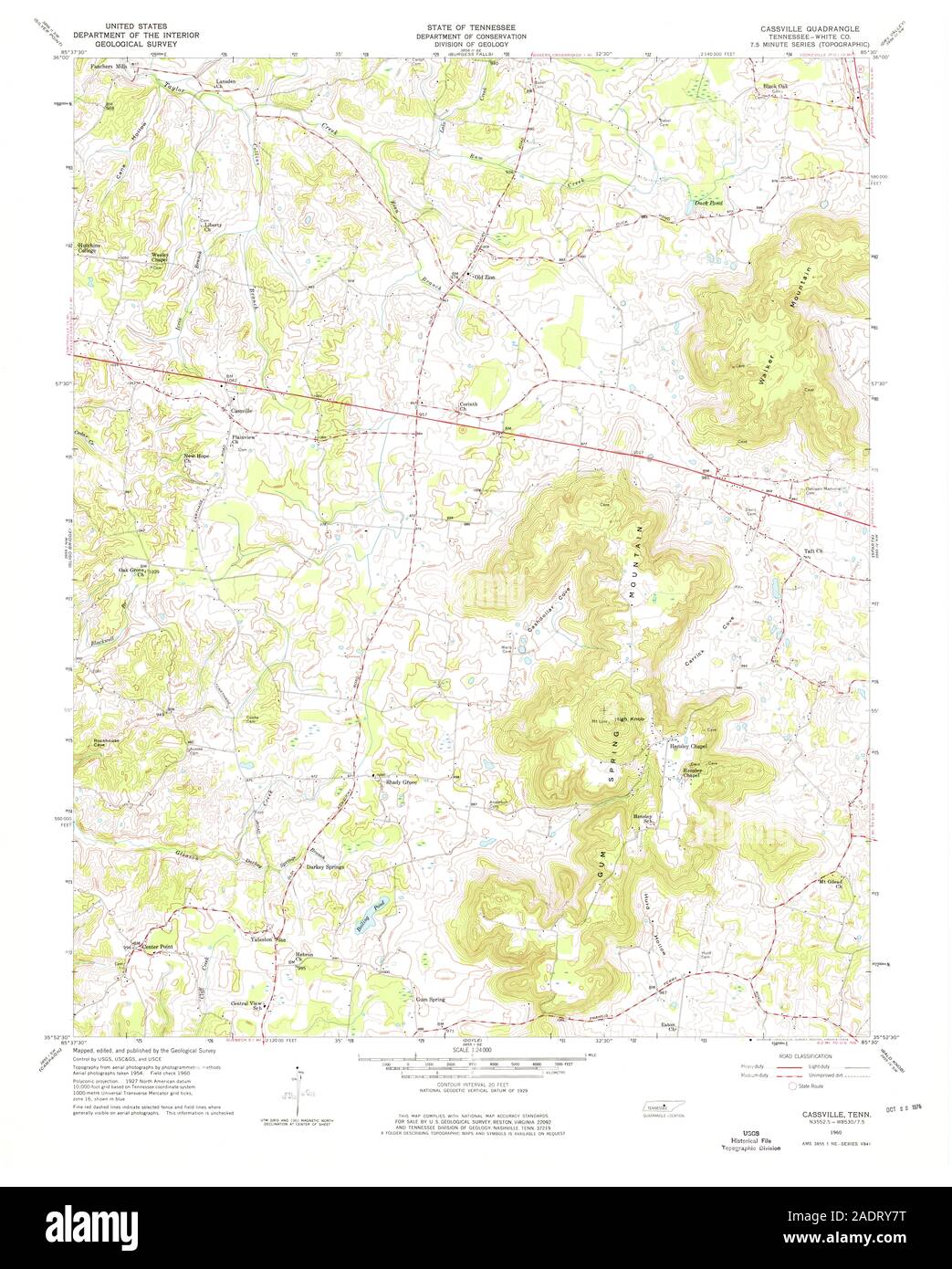 USGS TOPO Map Tennessee TN Cassville 148854 1960 24000 Restoration Stock Photo