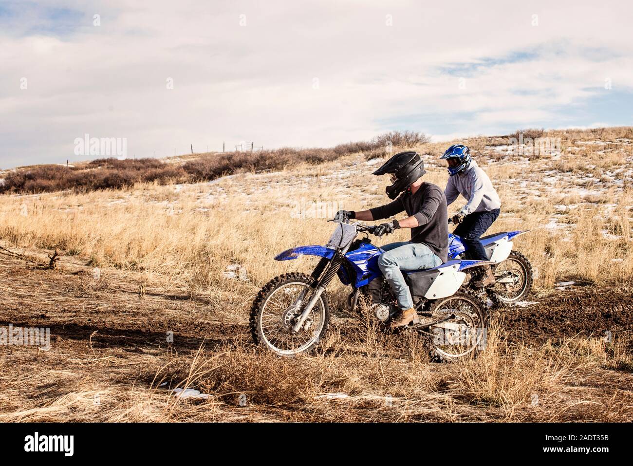 Two young men on motorcycles hi-res stock photography and images - Alamy