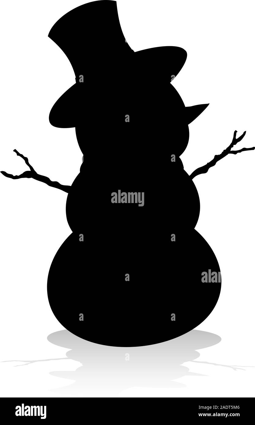 Silhouette Christmas Snowman Stock Vector