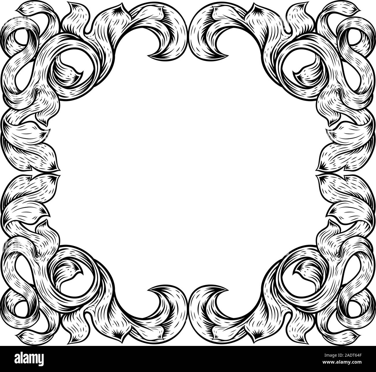 Filigree Leaves Frame Floral Border Scroll Pattern Stock Vector