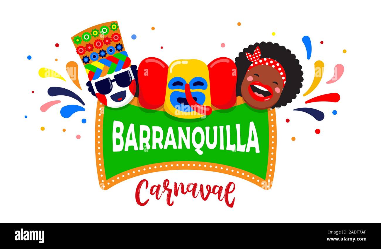 Carnaval de Barranquilla, Colombian carnival party. Vector illustration, poster and flyer Stock Vector