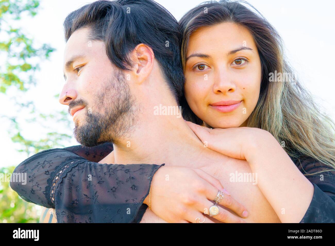Young couple hugging each other Stock Photo
