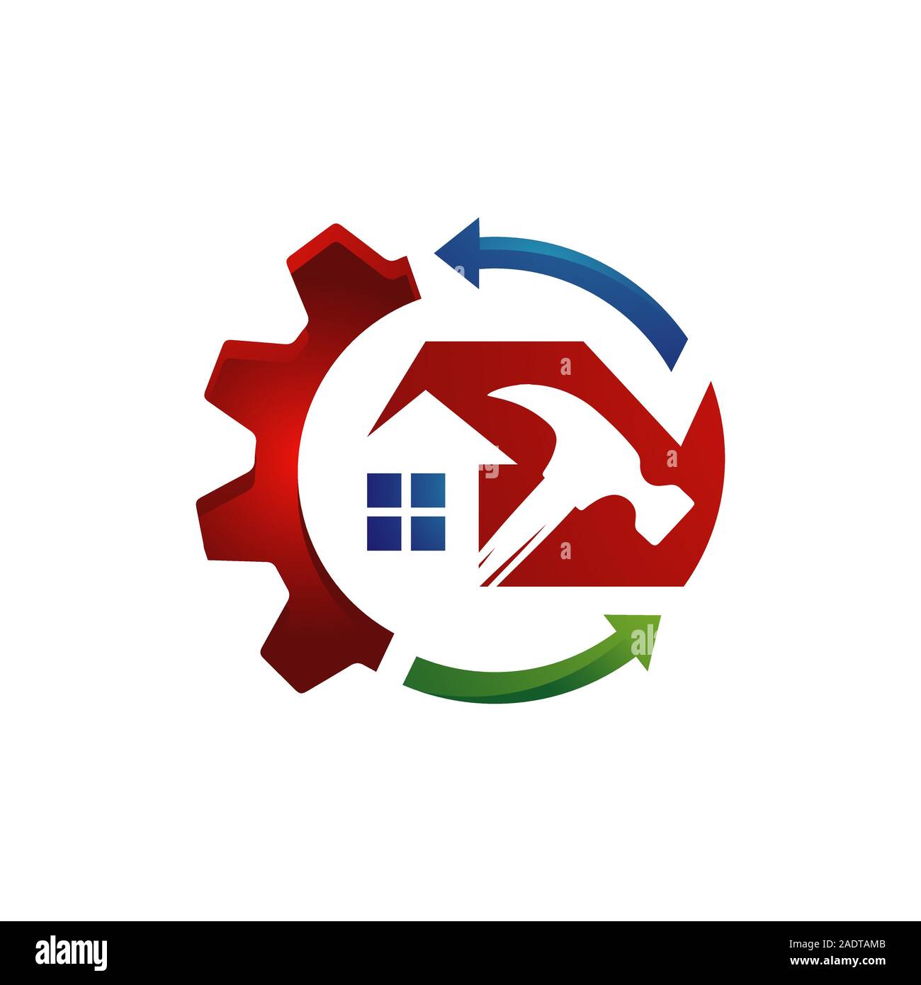 Rebuilding house Restoring Home Repair Logo vector. tools and roof sign. symbol of construction concept Stock Vector