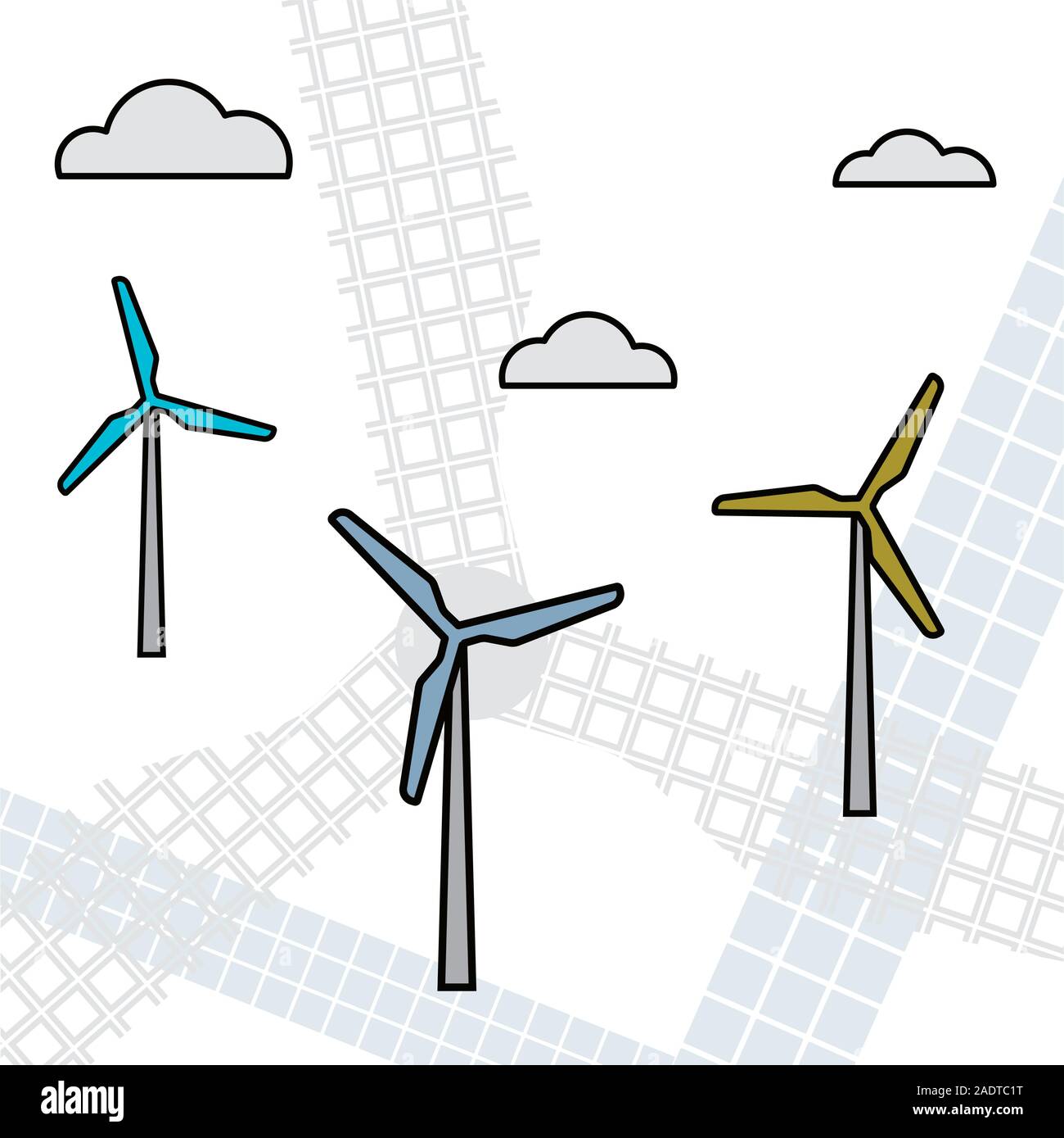 Wind turbine. Renewable energy. Vector illustration Modern industry ...