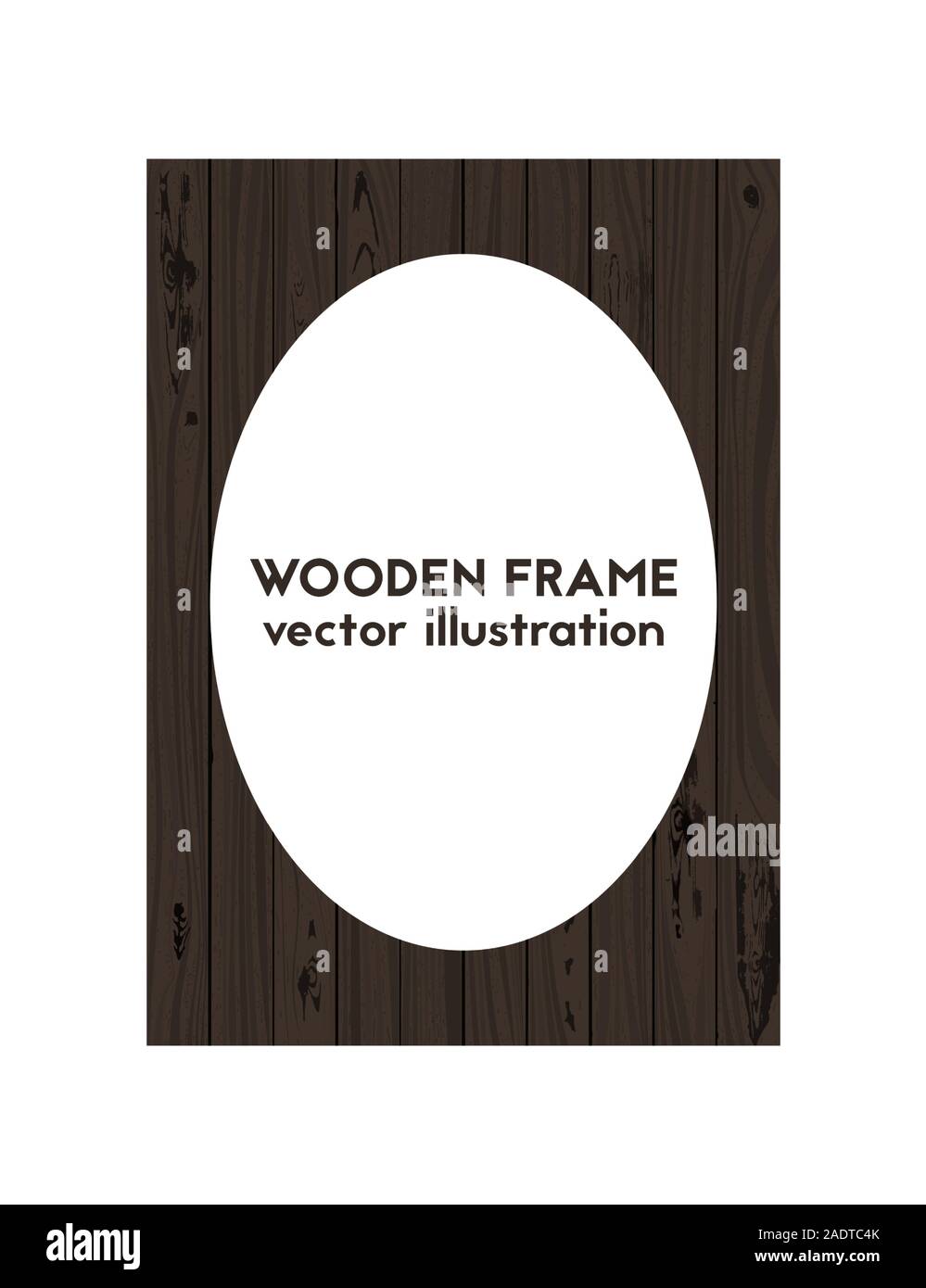 Decorative oval frame. Vector illustration. Wood texture Stock Vector