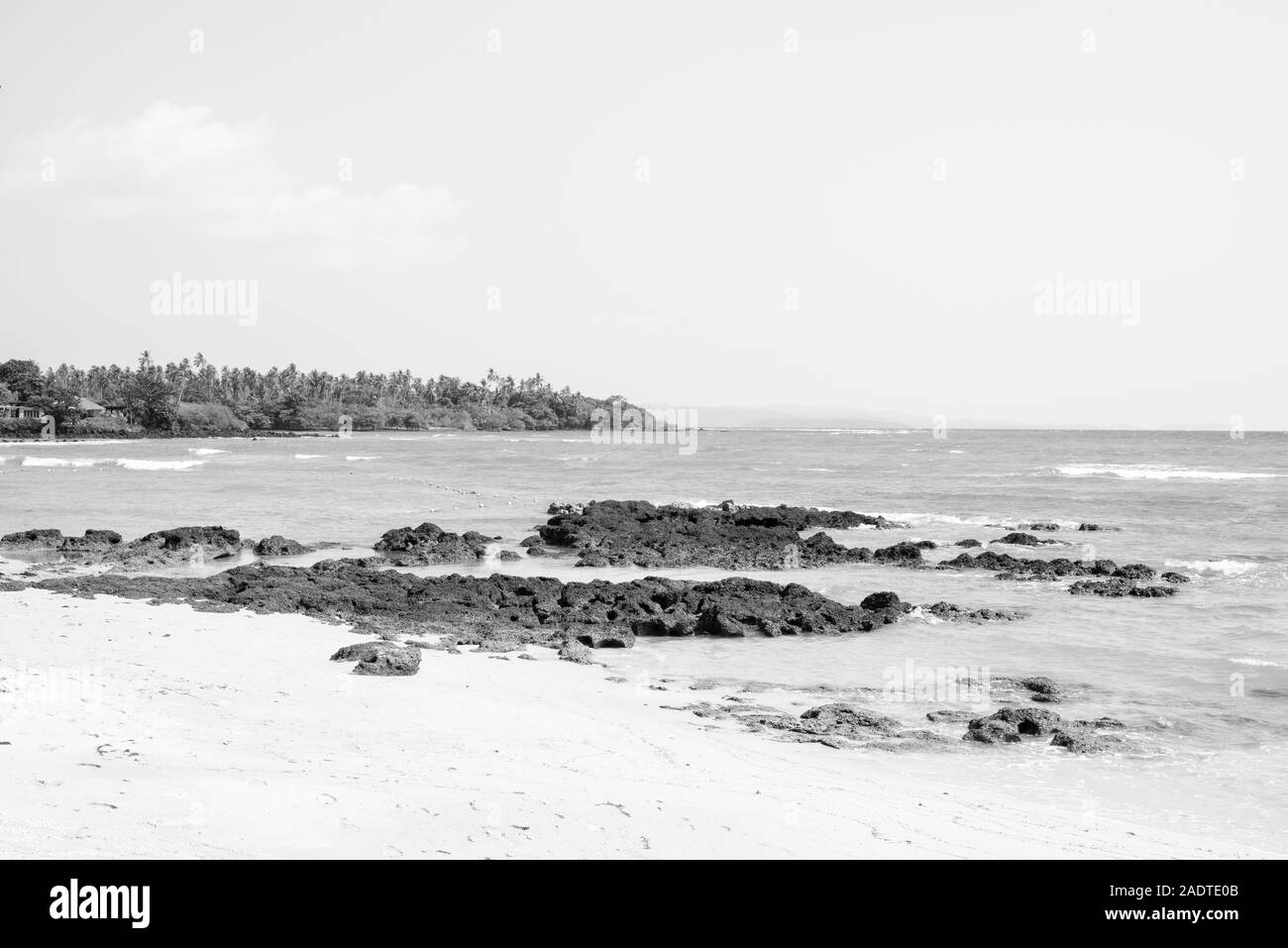 Beautiful view rocky beach in Black and White Stock Photos & Images - Alamy