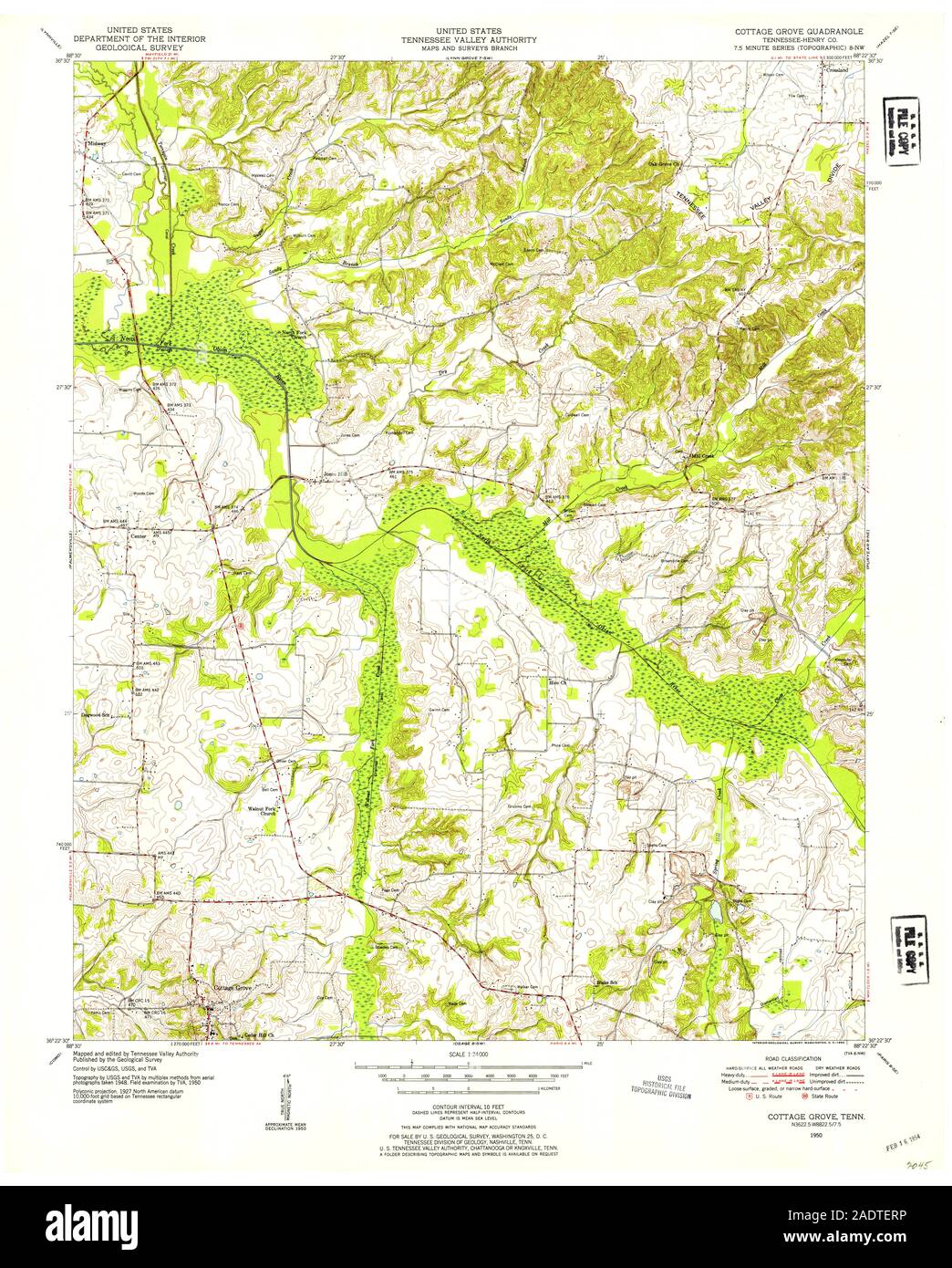 USGS TOPO Map Tennessee TN Cottage Grove 149616 1950 24000 Restoration