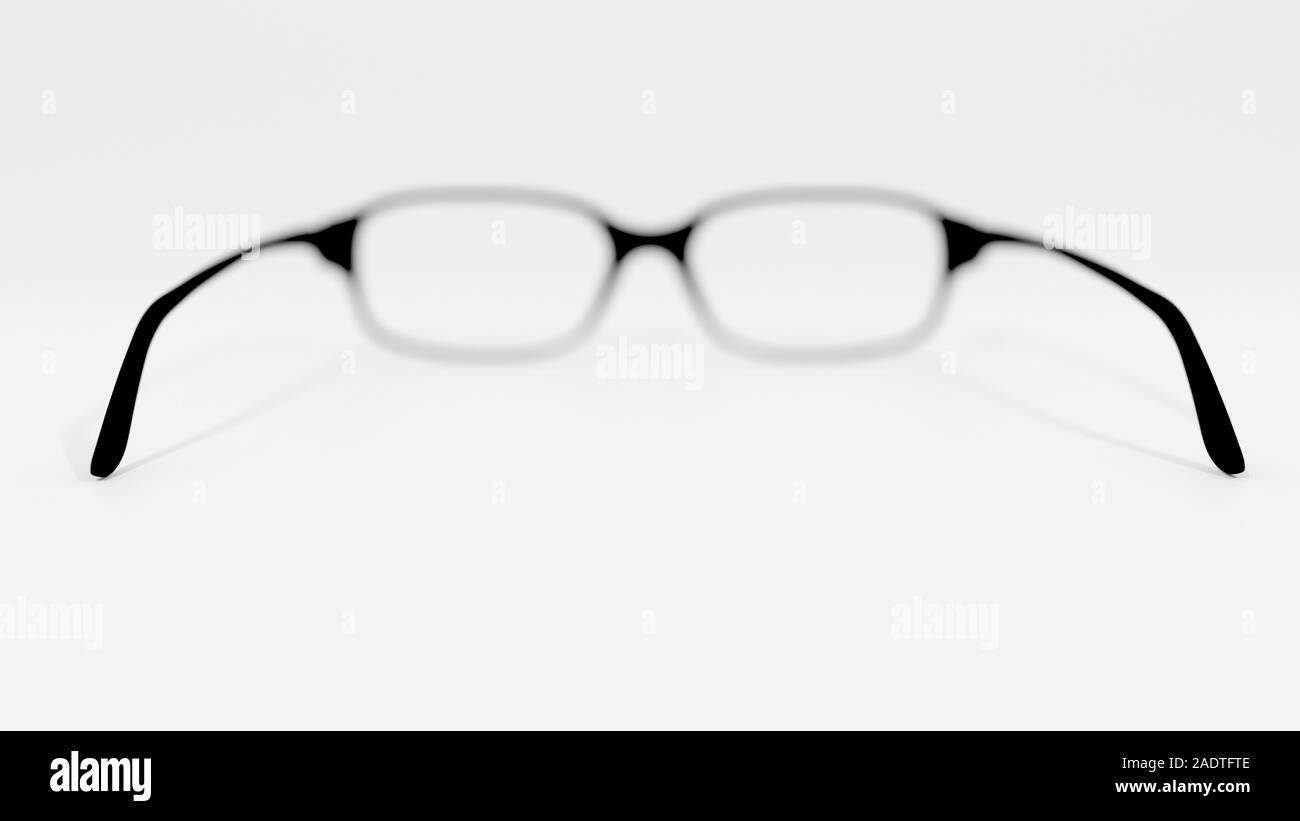 Glasses out of focus except the tip of the temples where closest to the viewer Stock Photo