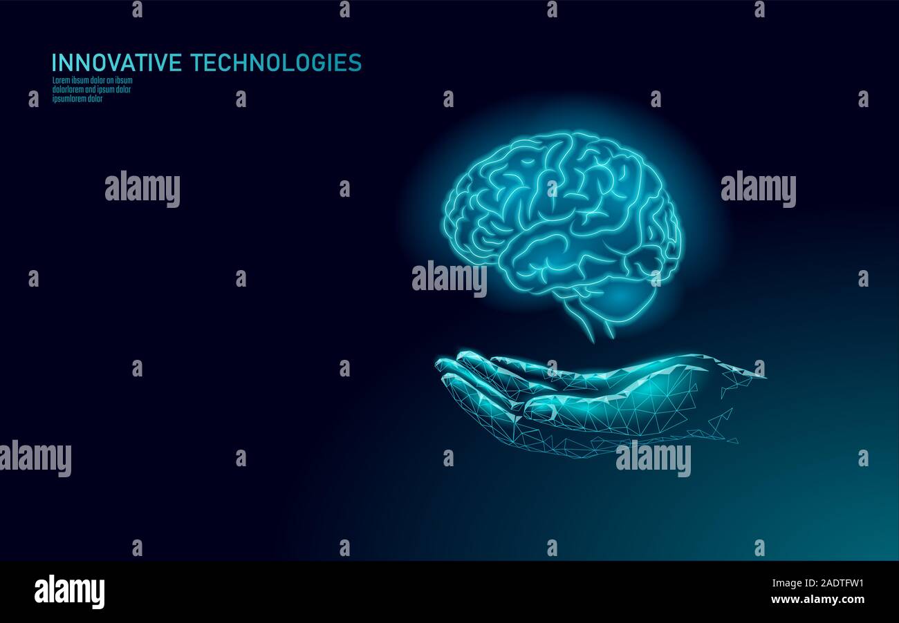 Brain Treatment Low Poly 3d Render Medicine Care Hand Drug Mental