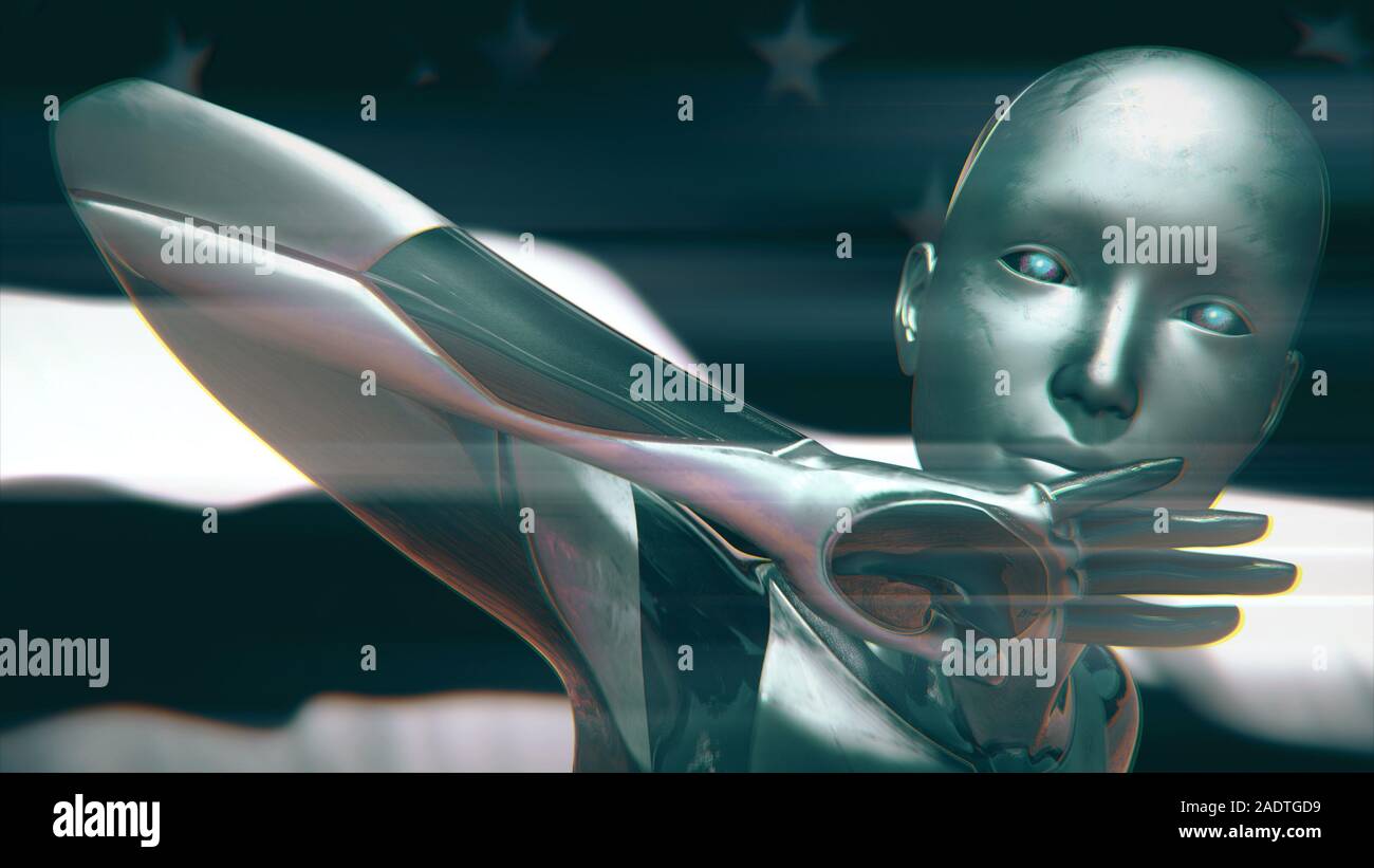 3D Illustration of a Humanoid Robot commonly called Android USA AI ...