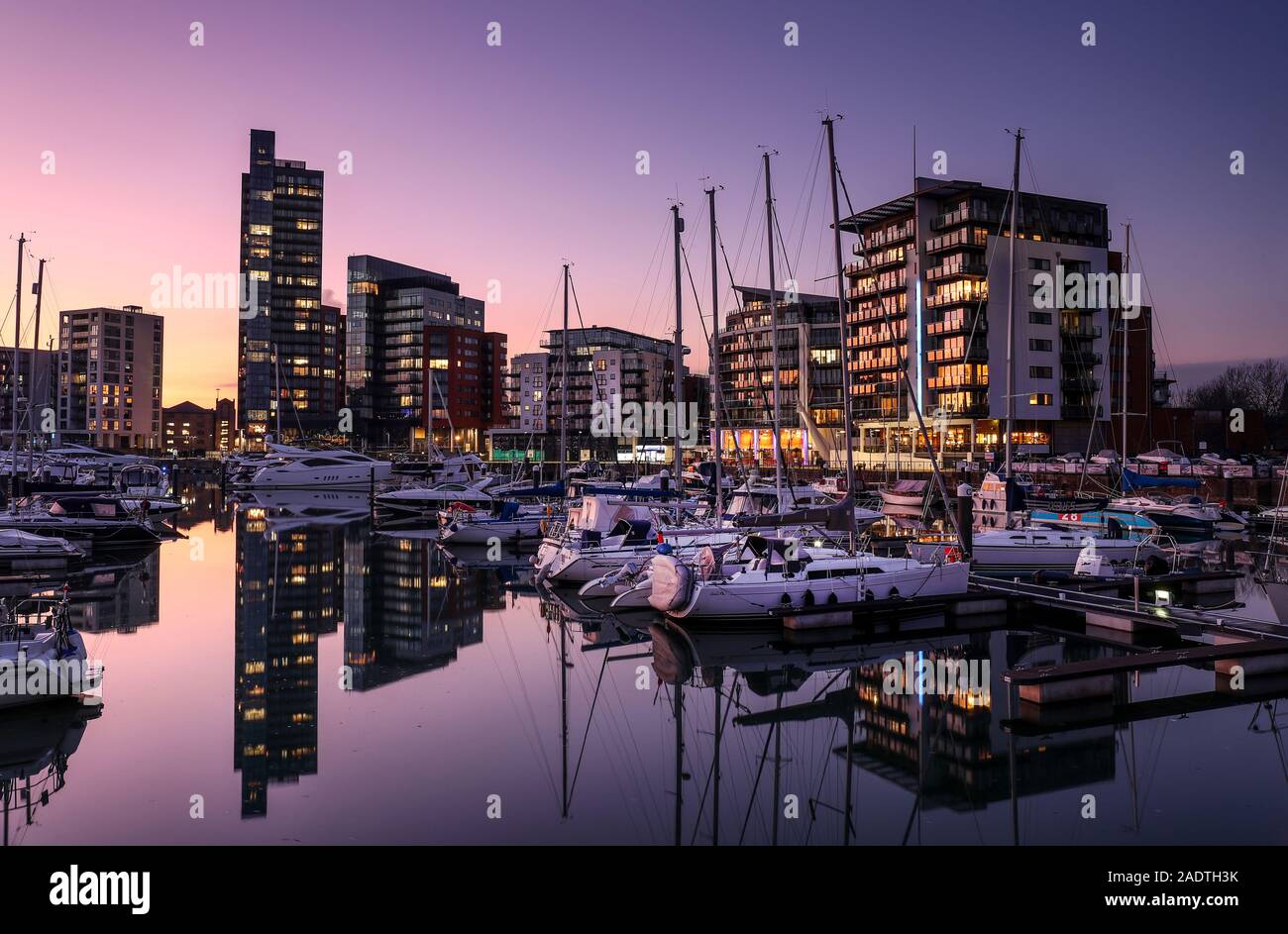 Ocean Village marina in Southampton, Hampshire, UK. Stock Photo