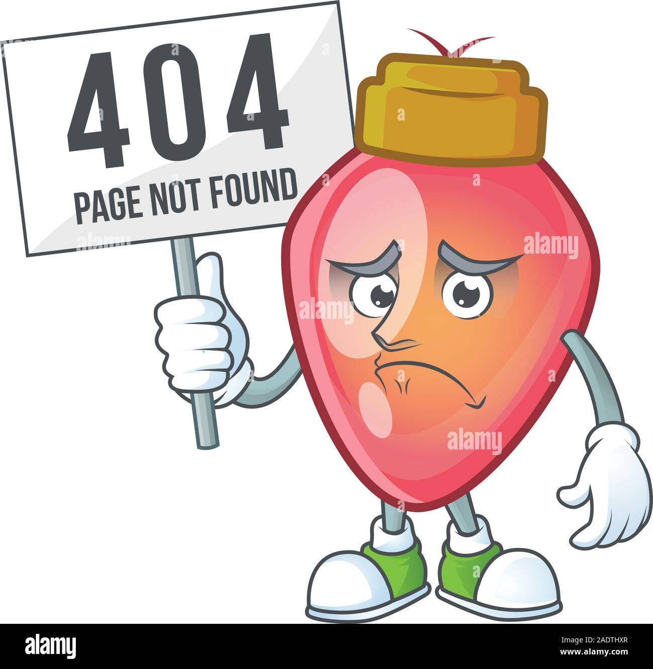 Sad Cartoon Character Red Christmas Bulb Raised Up A Board Stock Vector Image Art Alamy