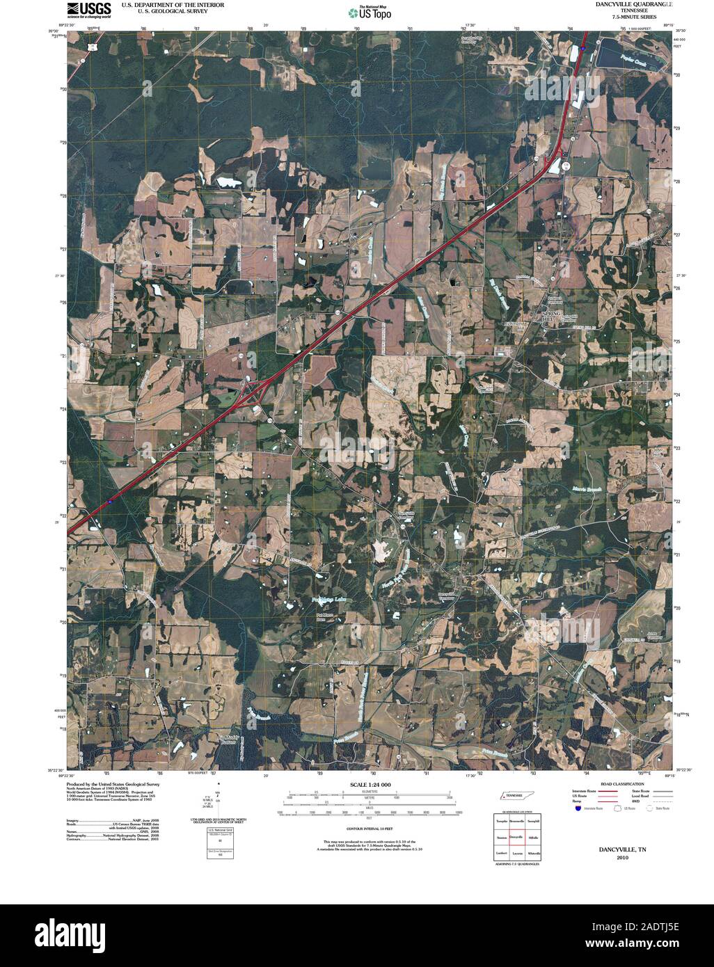 USGS TOPO Map Tennessee TN Dancyville 20100426 TM Restoration Stock