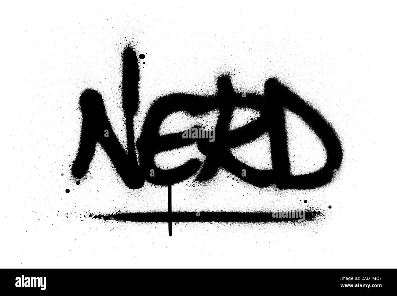 graffiti nerd word sprayed in black over white Stock Vector