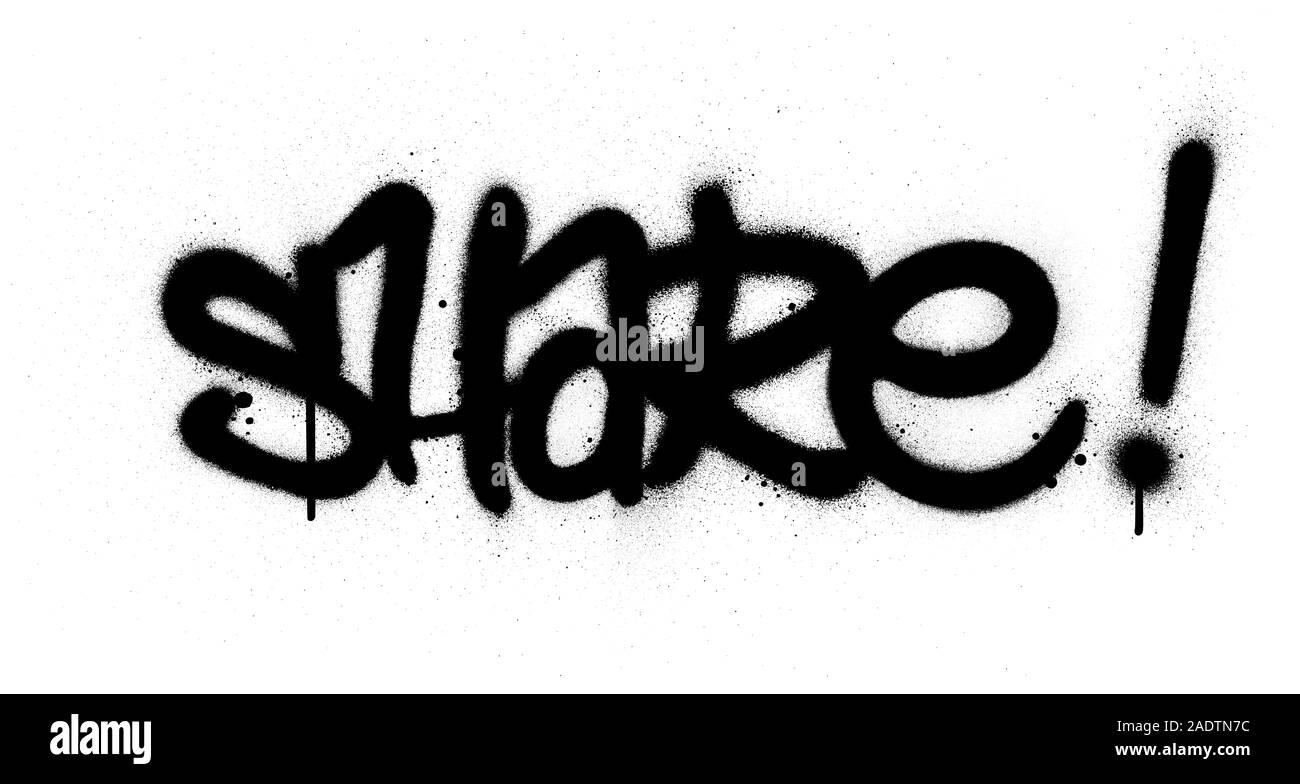 graffiti share word sprayed in black over white Stock Vector