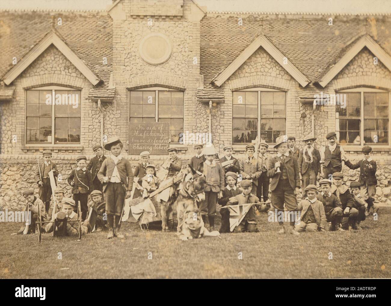 Historical archive image of children from Charing School in Kent taking part in a fundraising event for the Mafeking Fund, during the Boer War Stock Photo