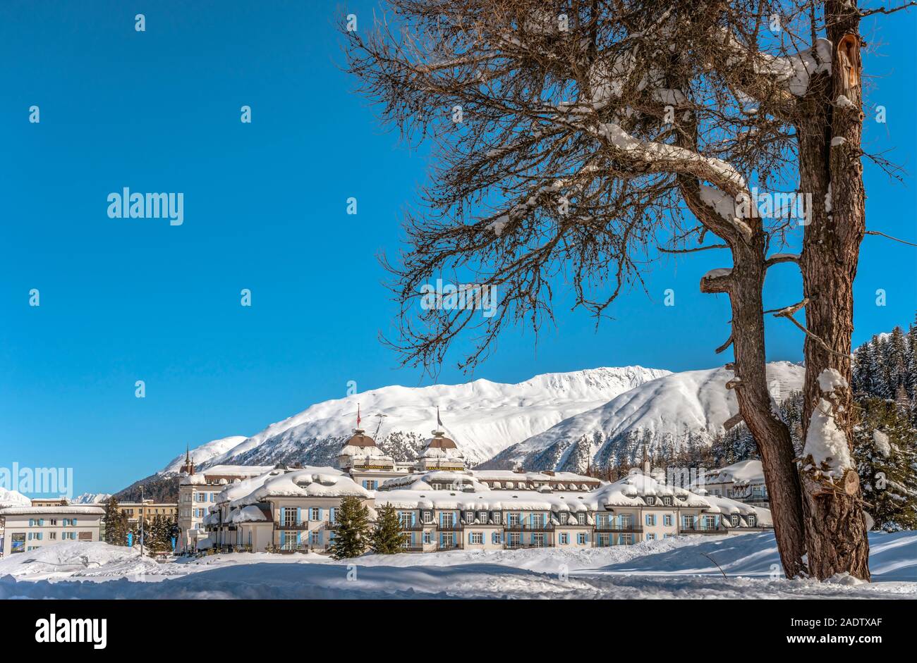 Kempinski Hotel St.Moritz Bad in Winter, Grisons, Engadin, Switzerland Stock Photo