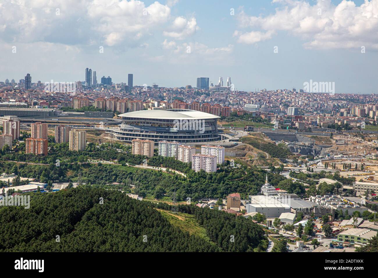 Istanbul, Turkey - June 10, 2013; Ali Sami Yen Sports Complex Turk Telekom Stadium Istanbul. Shooting from the helicopter. Stock Photo