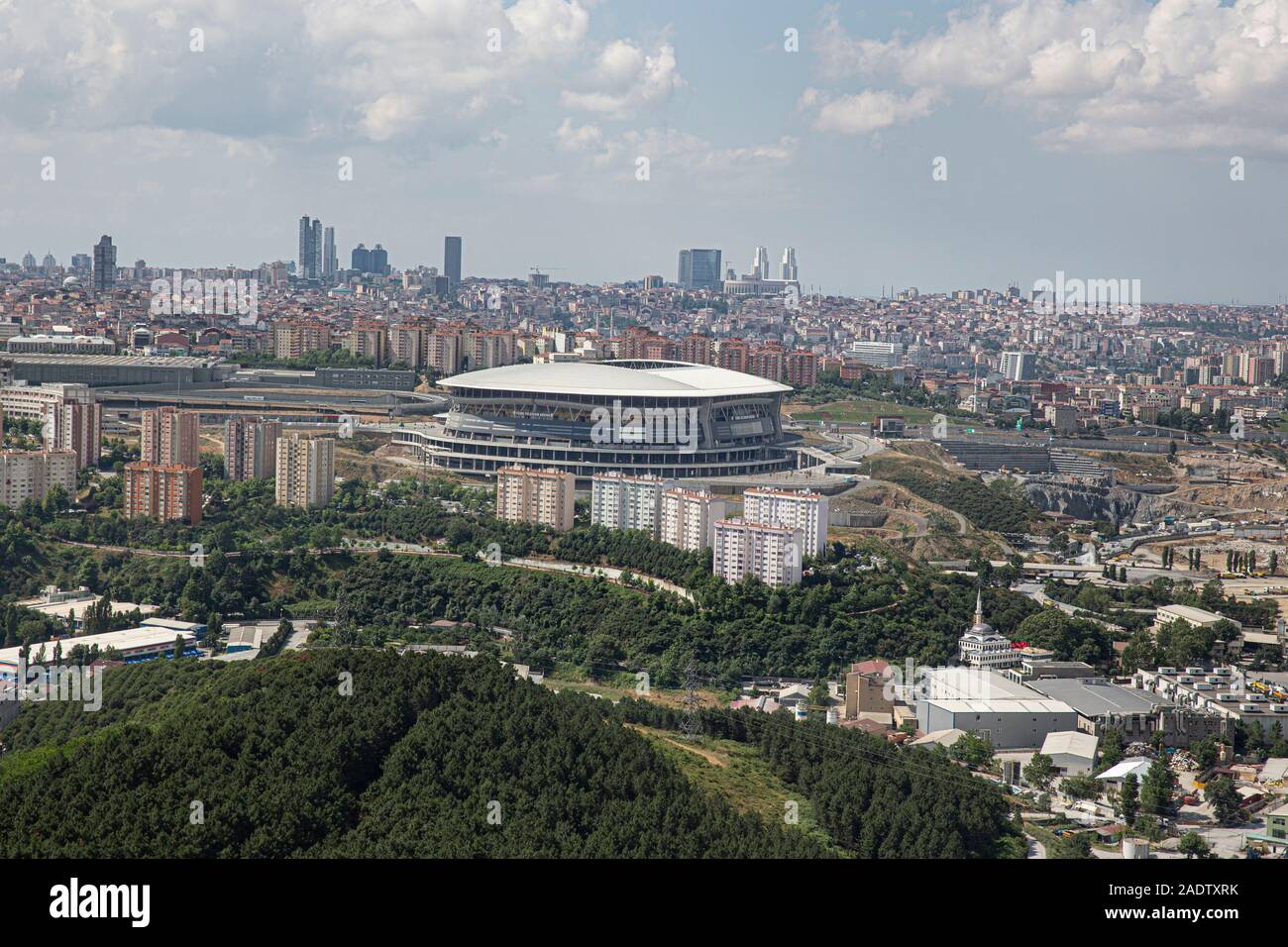 Istanbul, Turkey - June 10, 2013; Ali Sami Yen Sports Complex Turk Telekom Stadium Istanbul. Shooting from the helicopter. Stock Photo