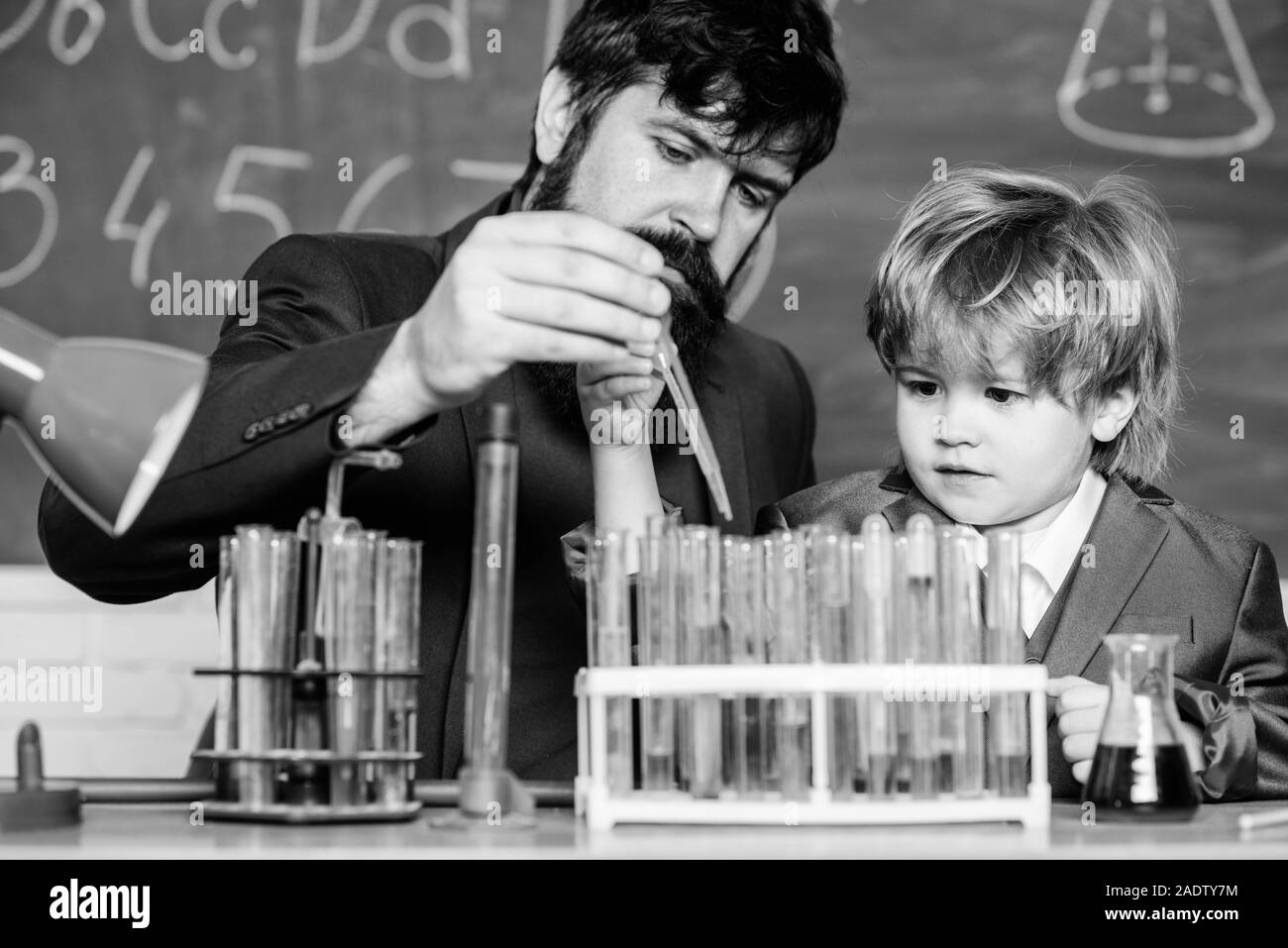 Chemistry experiment. Cognitive process. Kids cognitive development