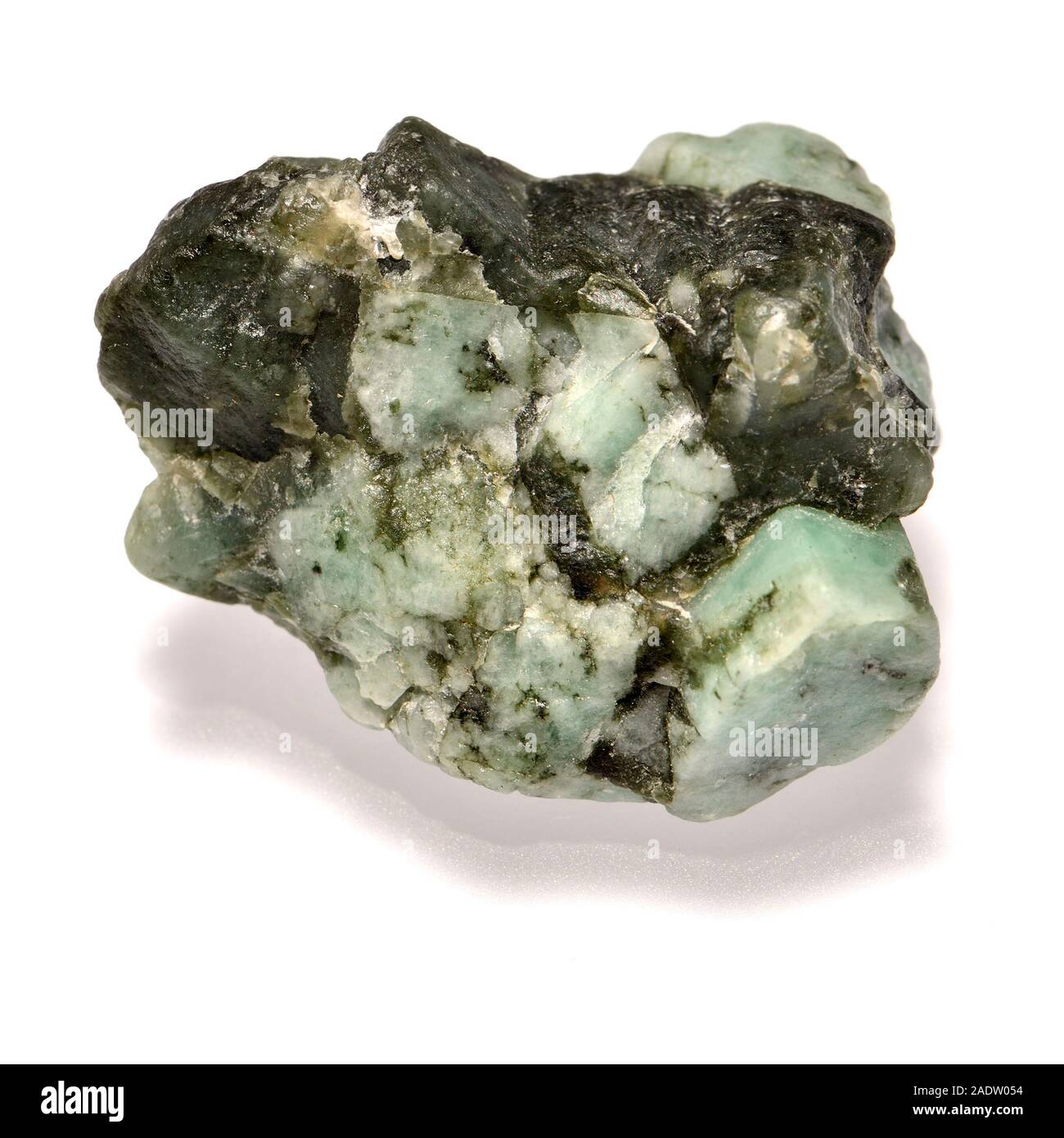 Rough emeralds - green Beryl Stock Photo