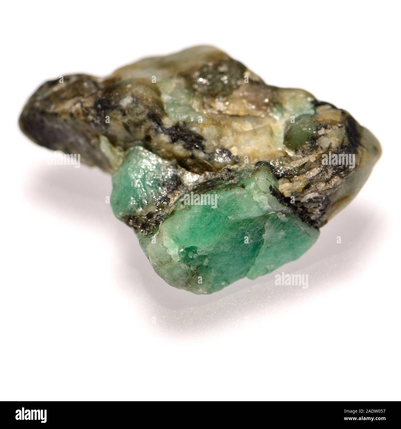 Rough emeralds - green Beryl Stock Photo