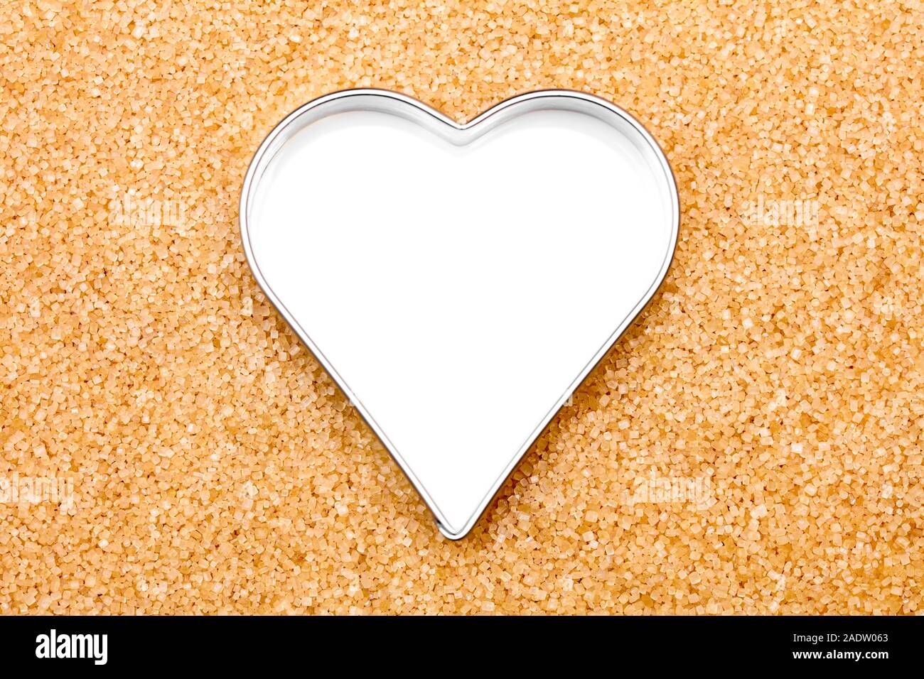 brown sugar or demerara with a white heart, Saccharum officinarum, copyspace Stock Photo
