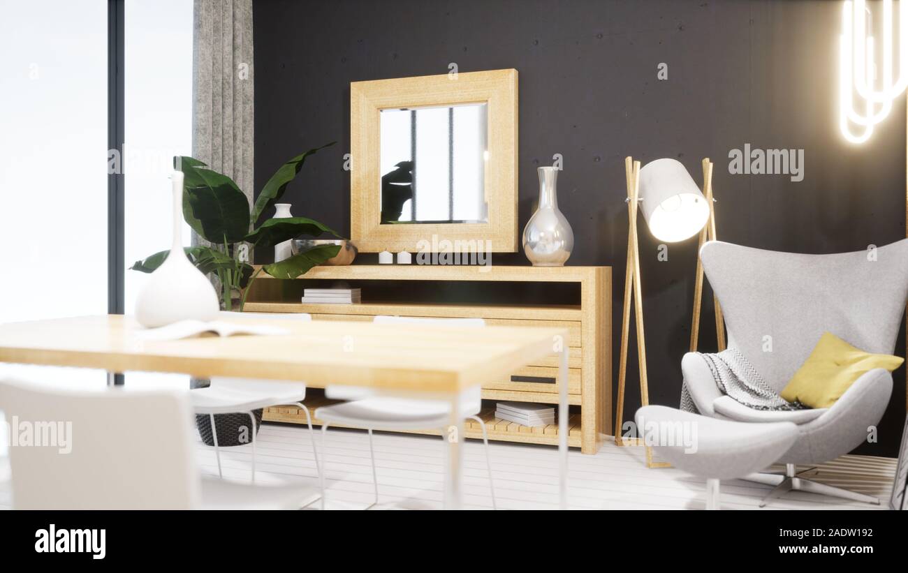 Modern design living room interior in Scandinavian style . 3D rendering ...