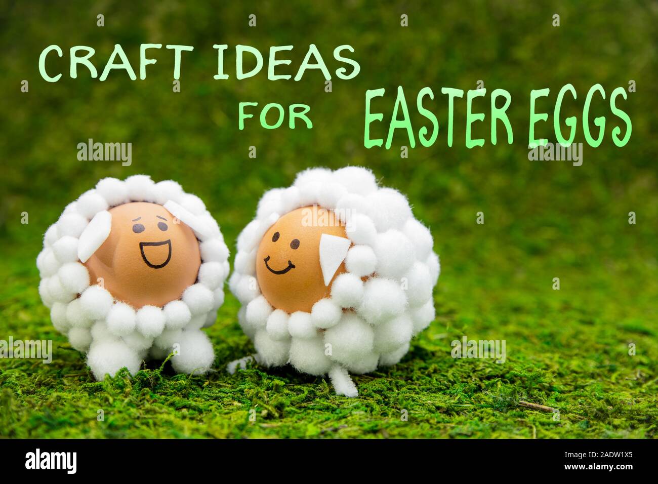 Craft ideas for easter eggs, two funny lambs or sheep shaped eggs on