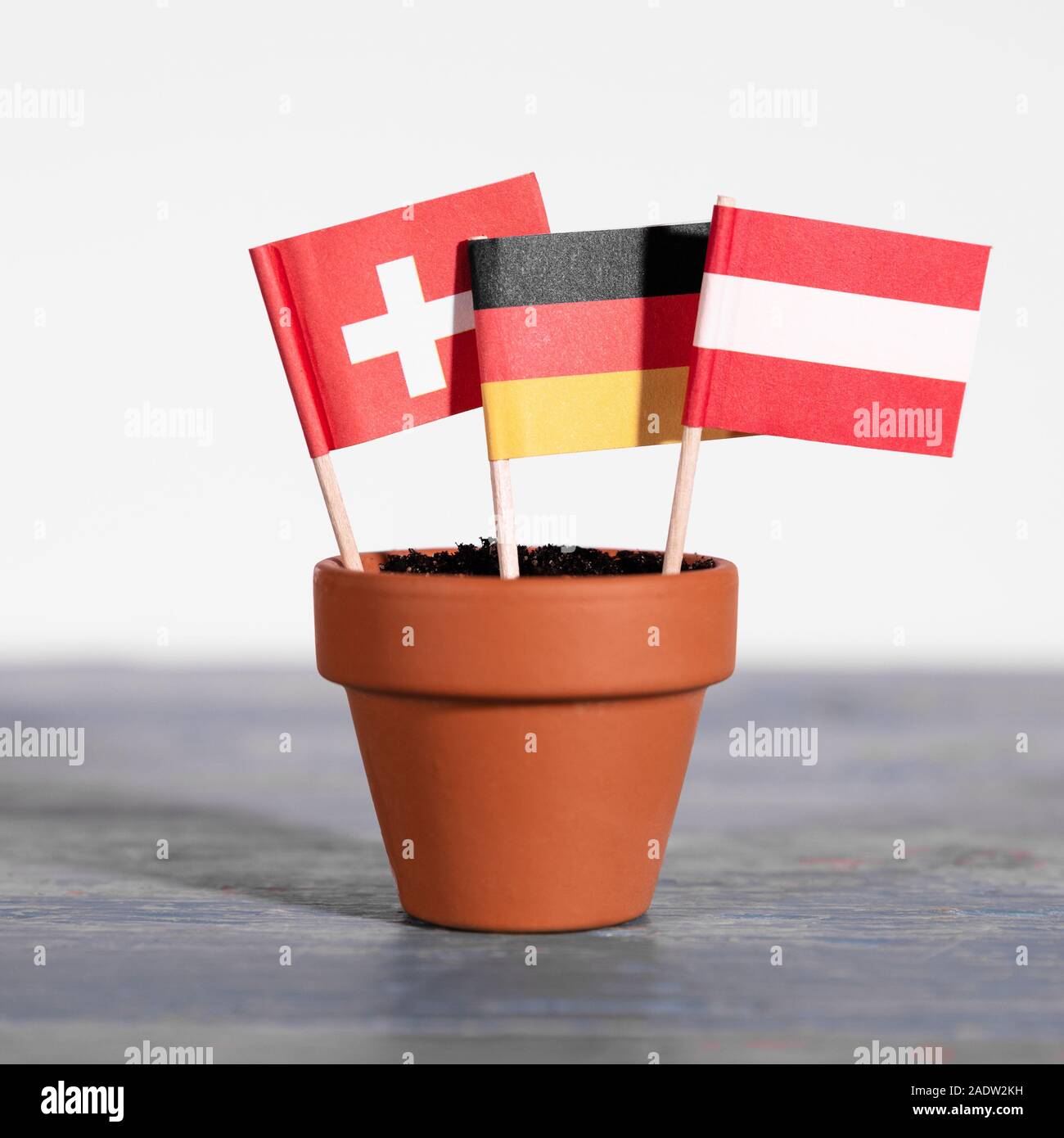 flag of the three DACH countries, germany, austria and switzerland Stock Photo