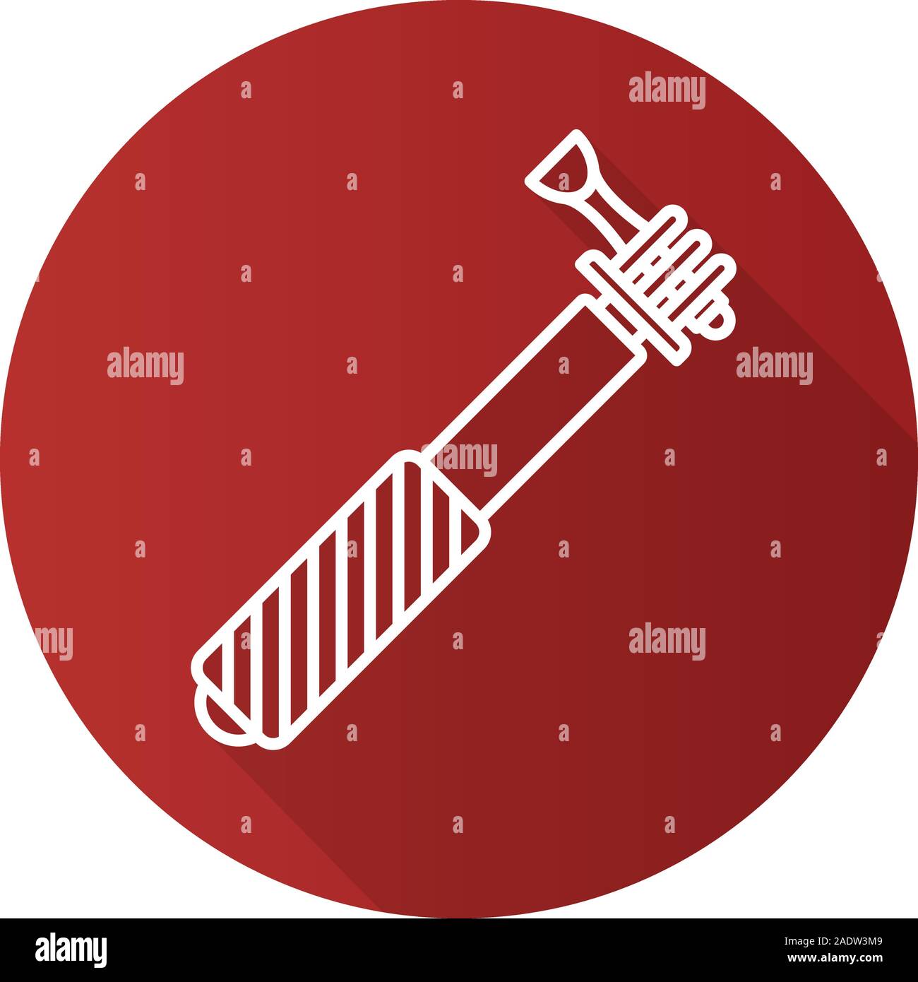 Monopod flat linear long shadow icon. Selfie stick. Vector line symbol Stock Vector