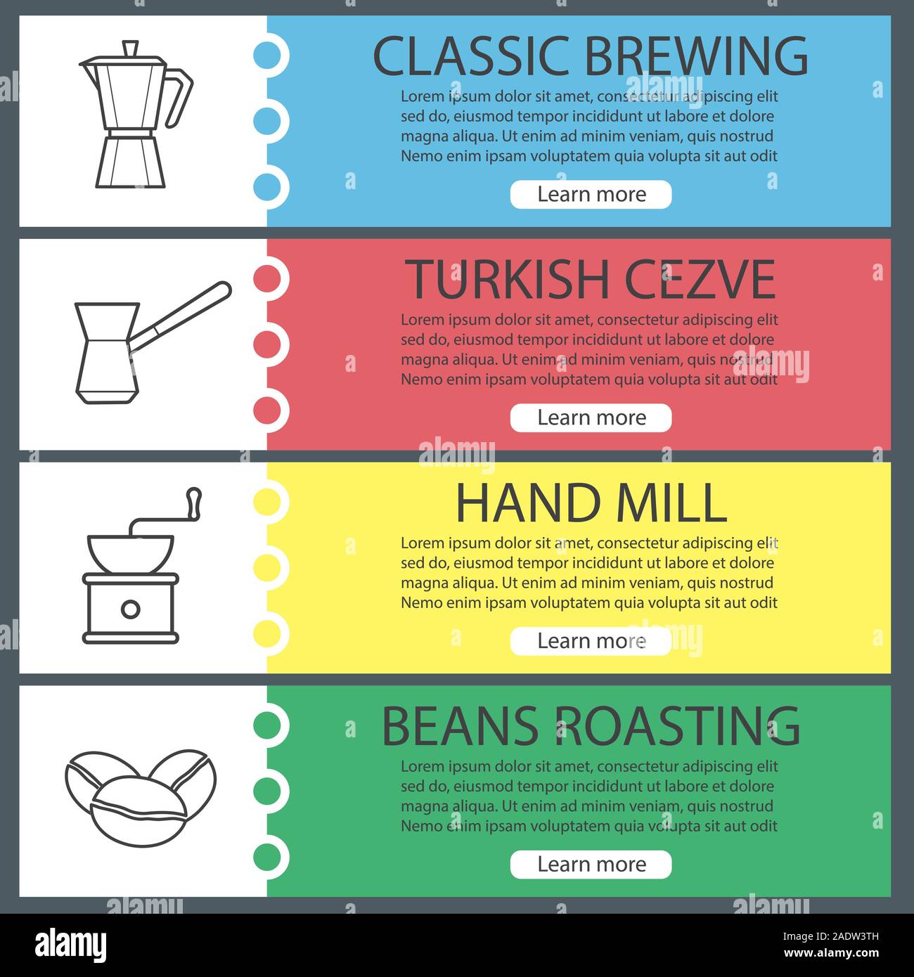 Coffee Banner Templates Set Hand Mill Classic Coffee Maker