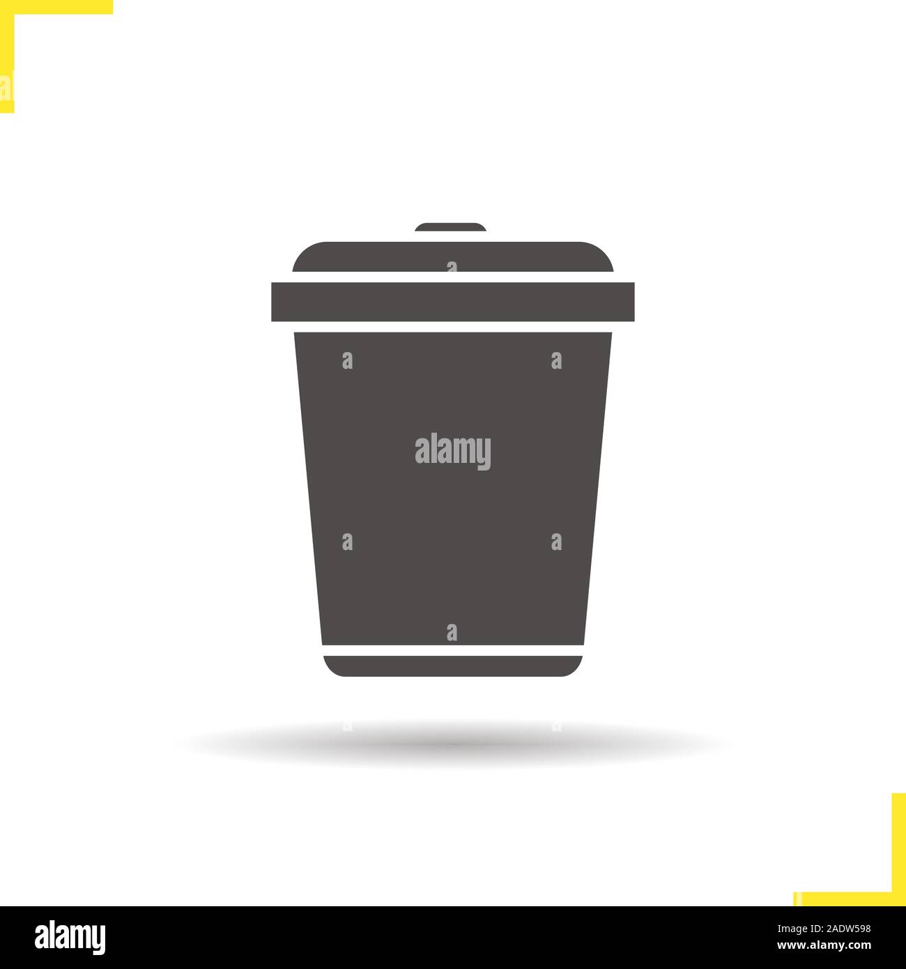 Trashcan icon. Drop shadow silhouette symbol. Dustbin. Trash bin