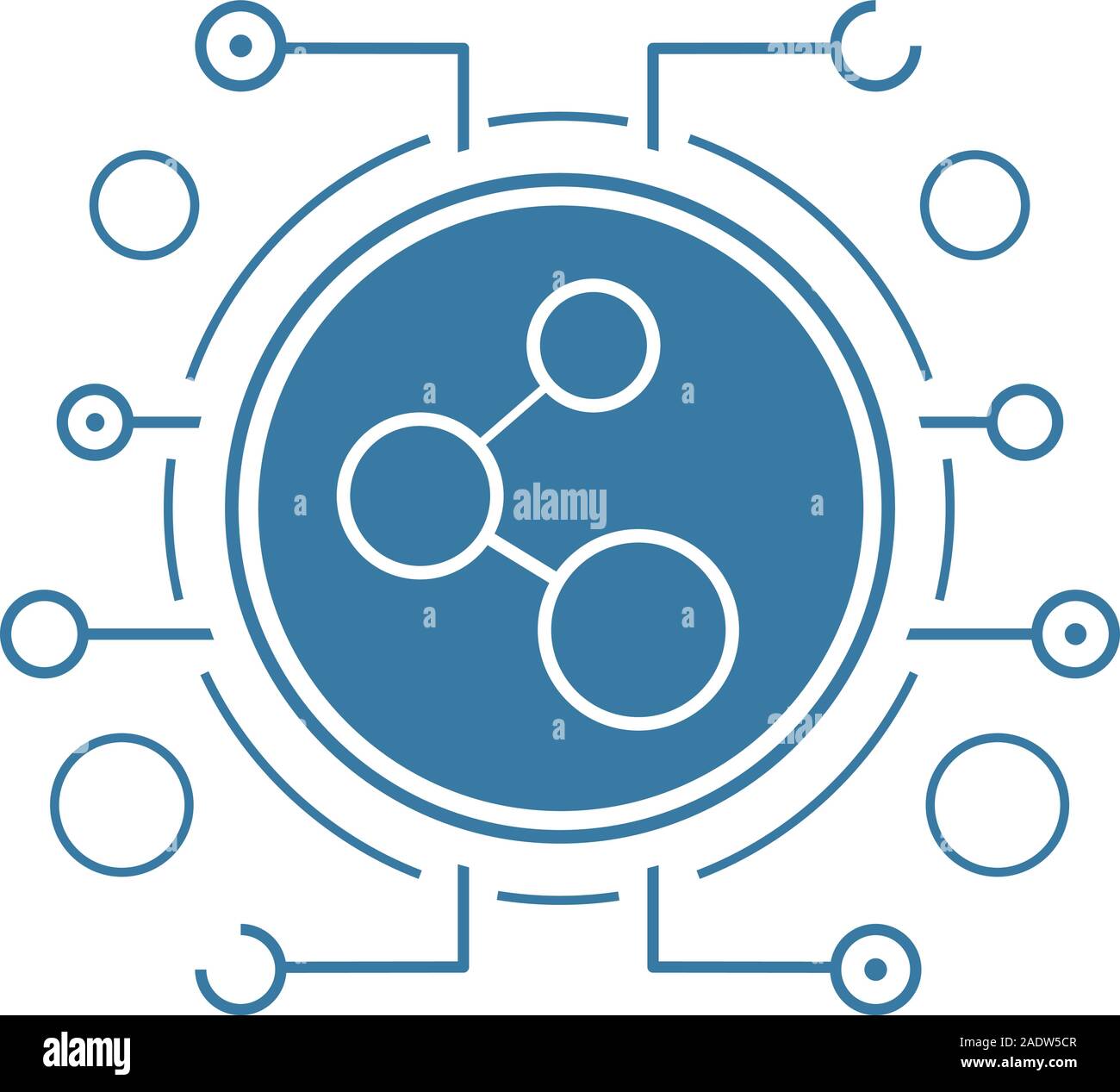 Network connection flat linear long shadow icon. Vector line symbol Stock Vector