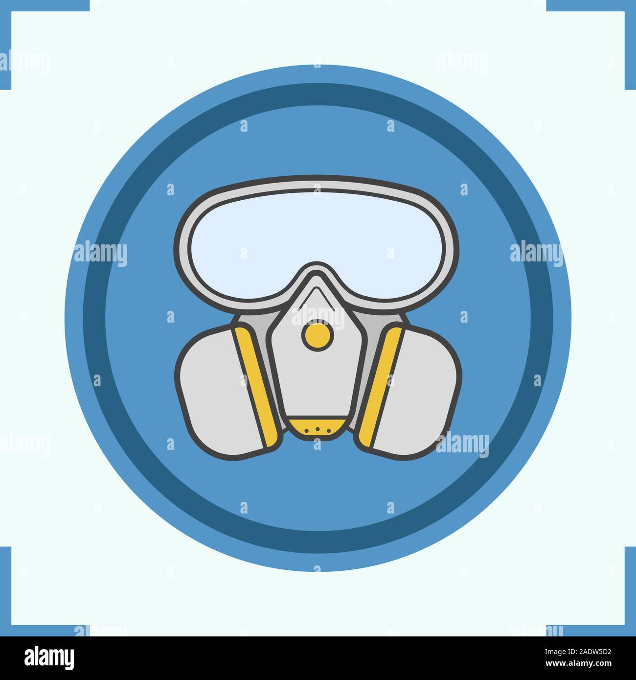 Gas mask color icon. Chemical lab protective mask. Isolated vector ...