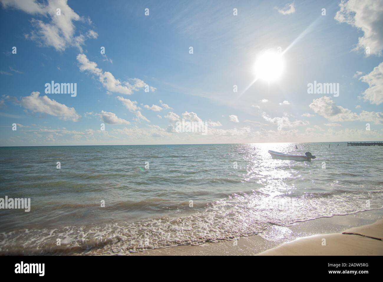 Heavenly Beach in Punta Allen at the caribbean Sea Stock Photo
