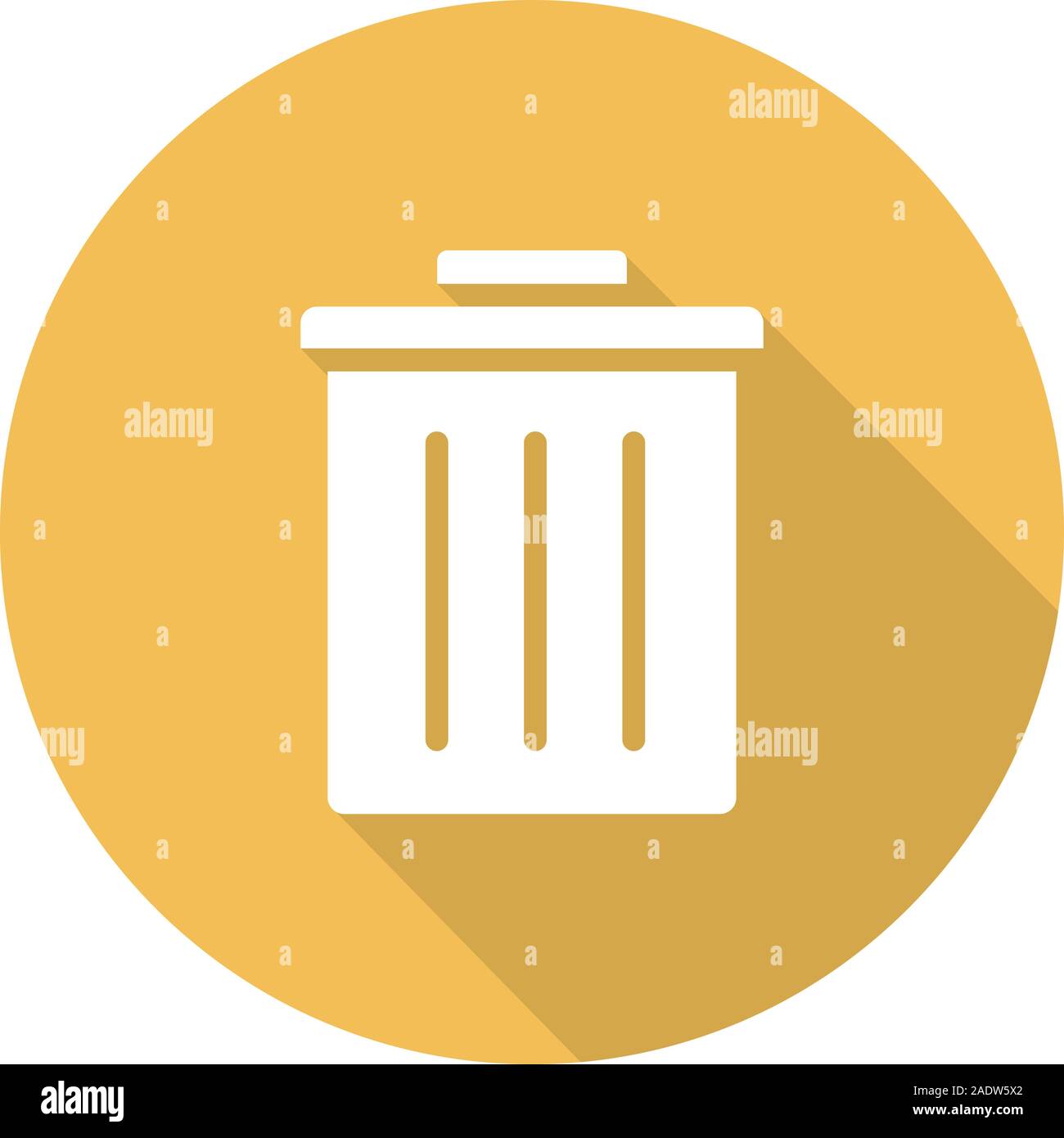 Trashcan flat design long shadow icon. Dustbin. Trash bin. Vector silhouette symbol Stock Vector