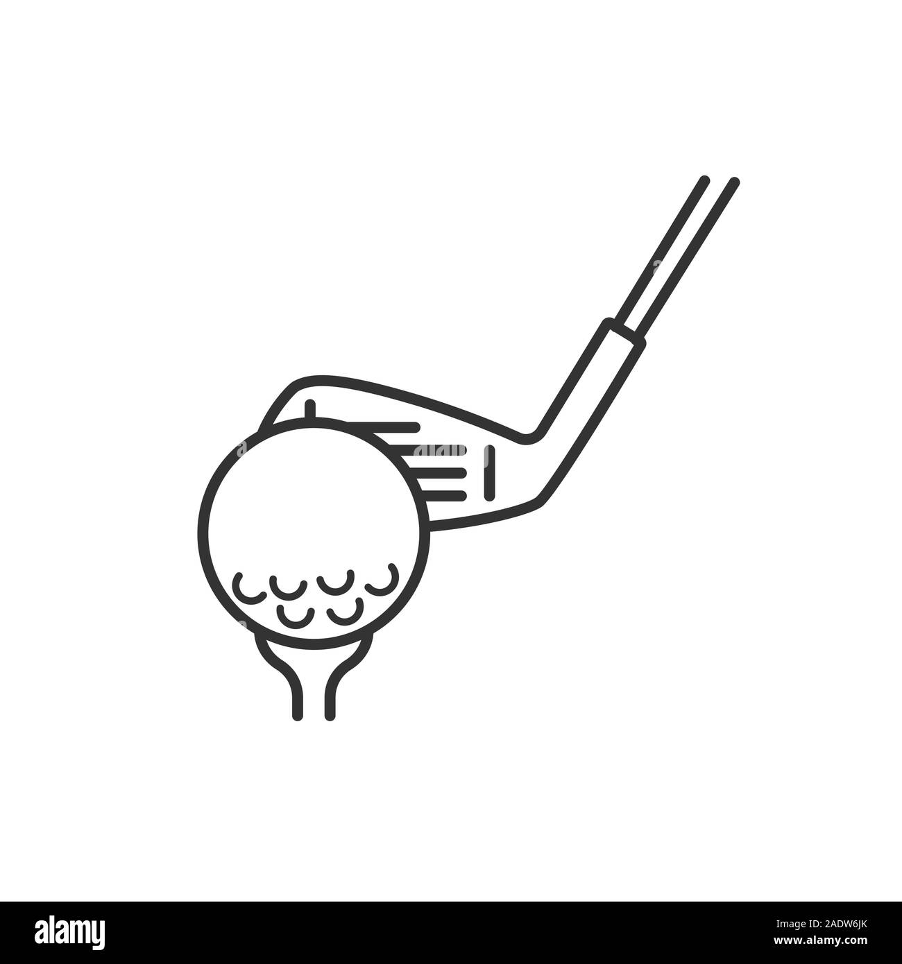 Golf club and ball on tee hand drawn outline Vector Image