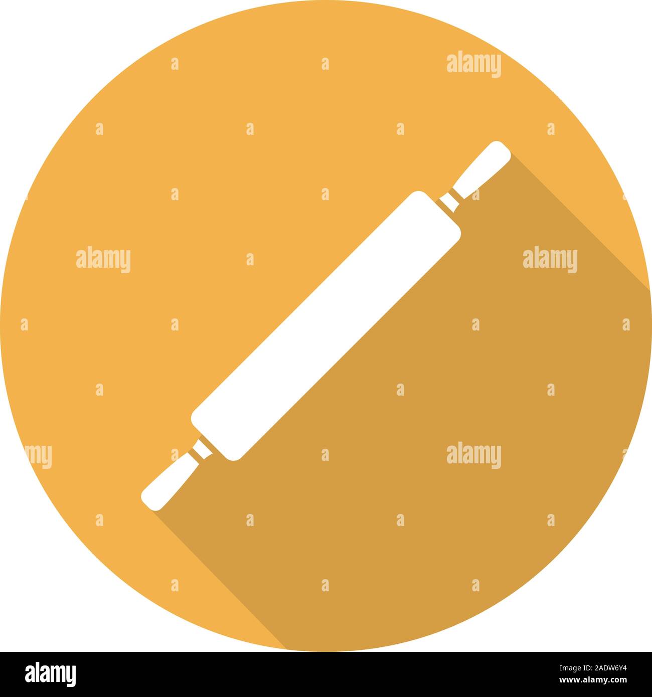 Rolling pin flat design long shadow icon. Vector silhouette symbol ...