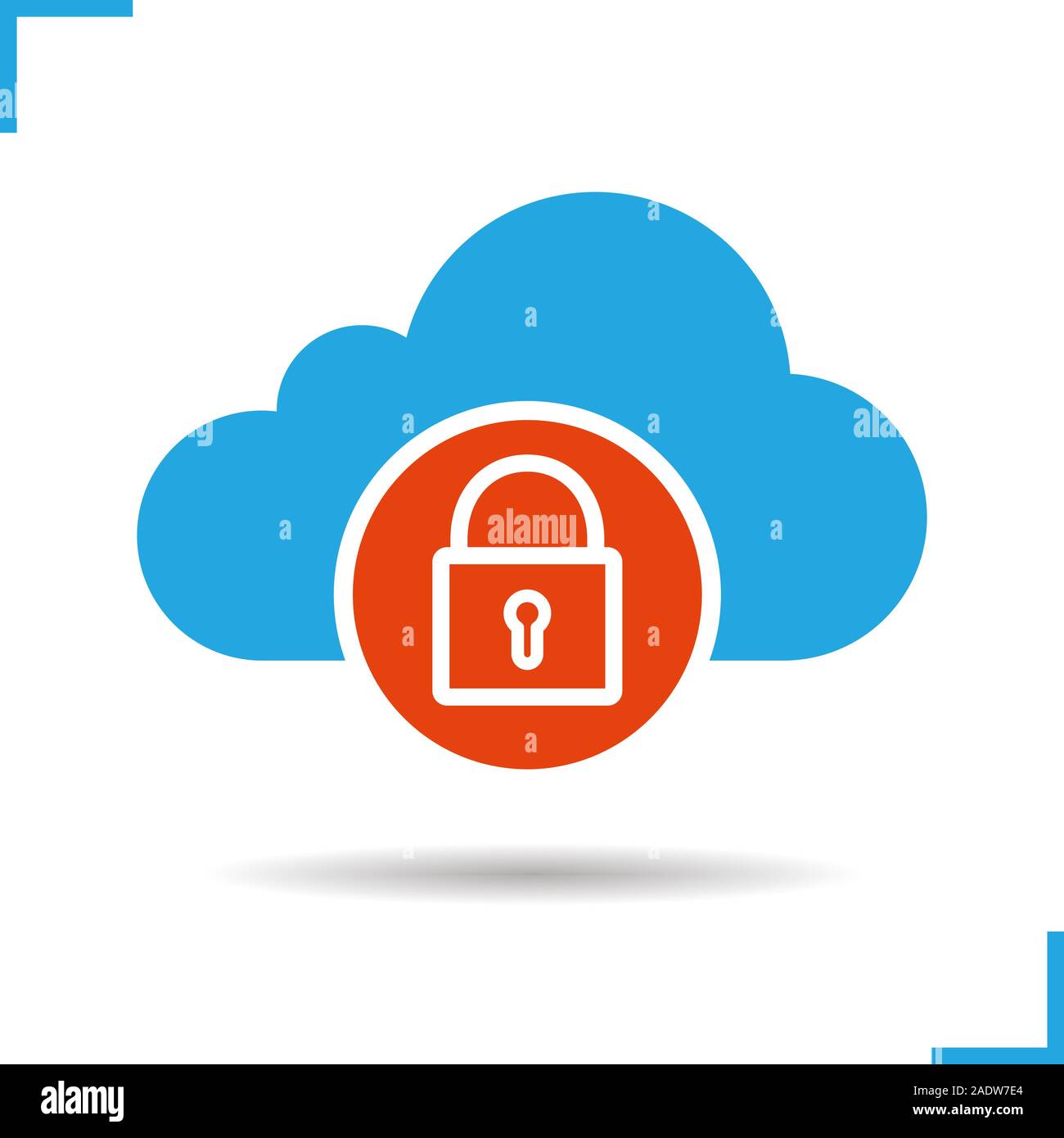 Cloud storage access denied icon. Drop shadow silhouette symbol. Cloud computing. Security. Negative space. Vector isolated illustration Stock Vector