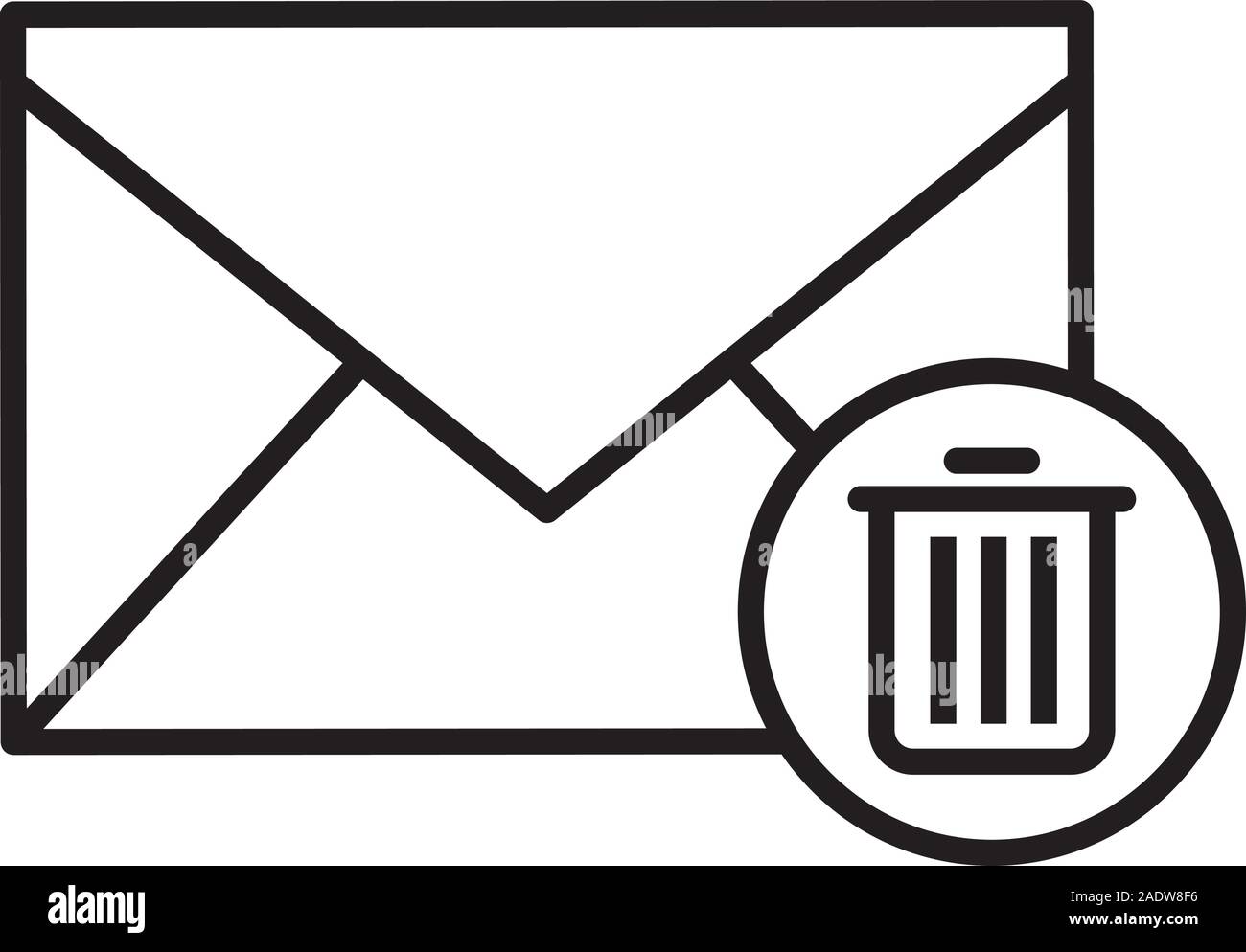 Delete email linear icon. Thin line illustration. Letter with recycle