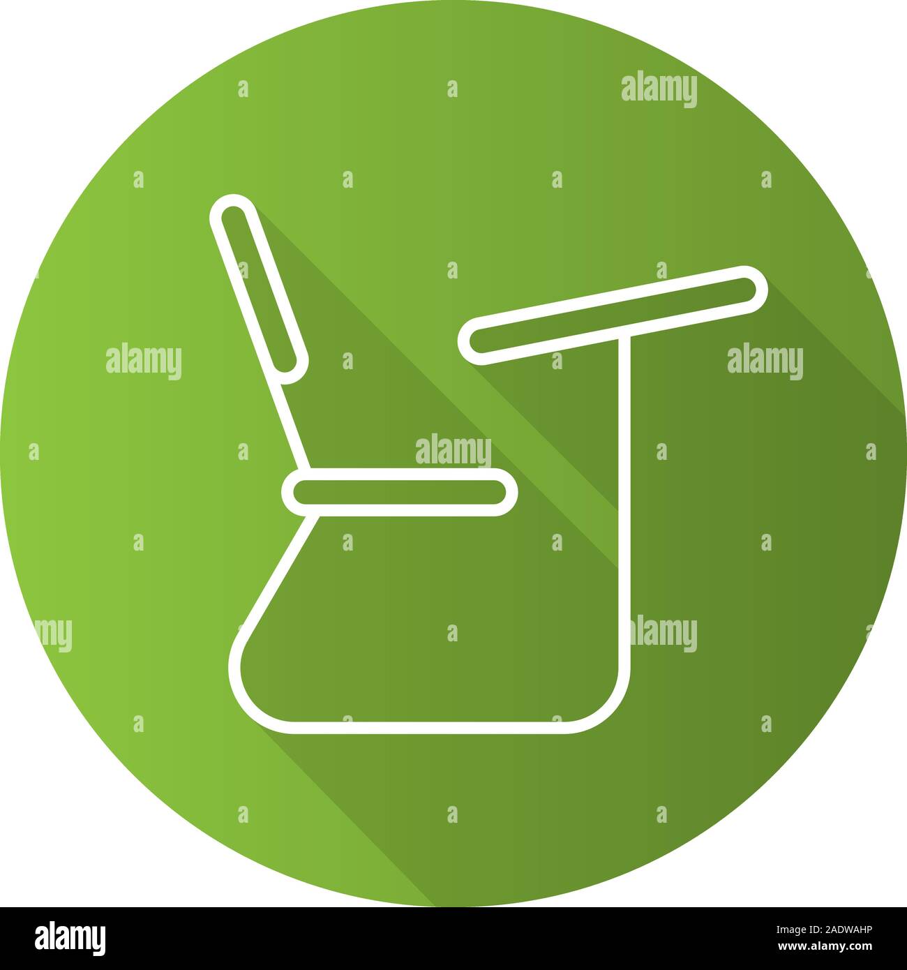 School Desk Flat Linear Long Shadow Icon Student Seat Vector