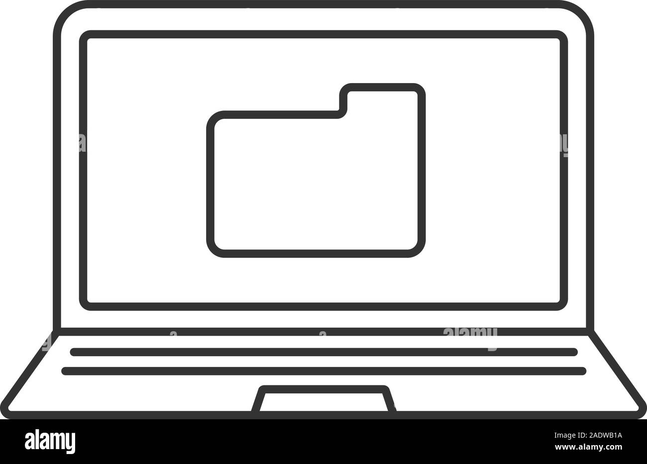 Laptop folder linear icon. Thin line illustration. Contour symbol ...
