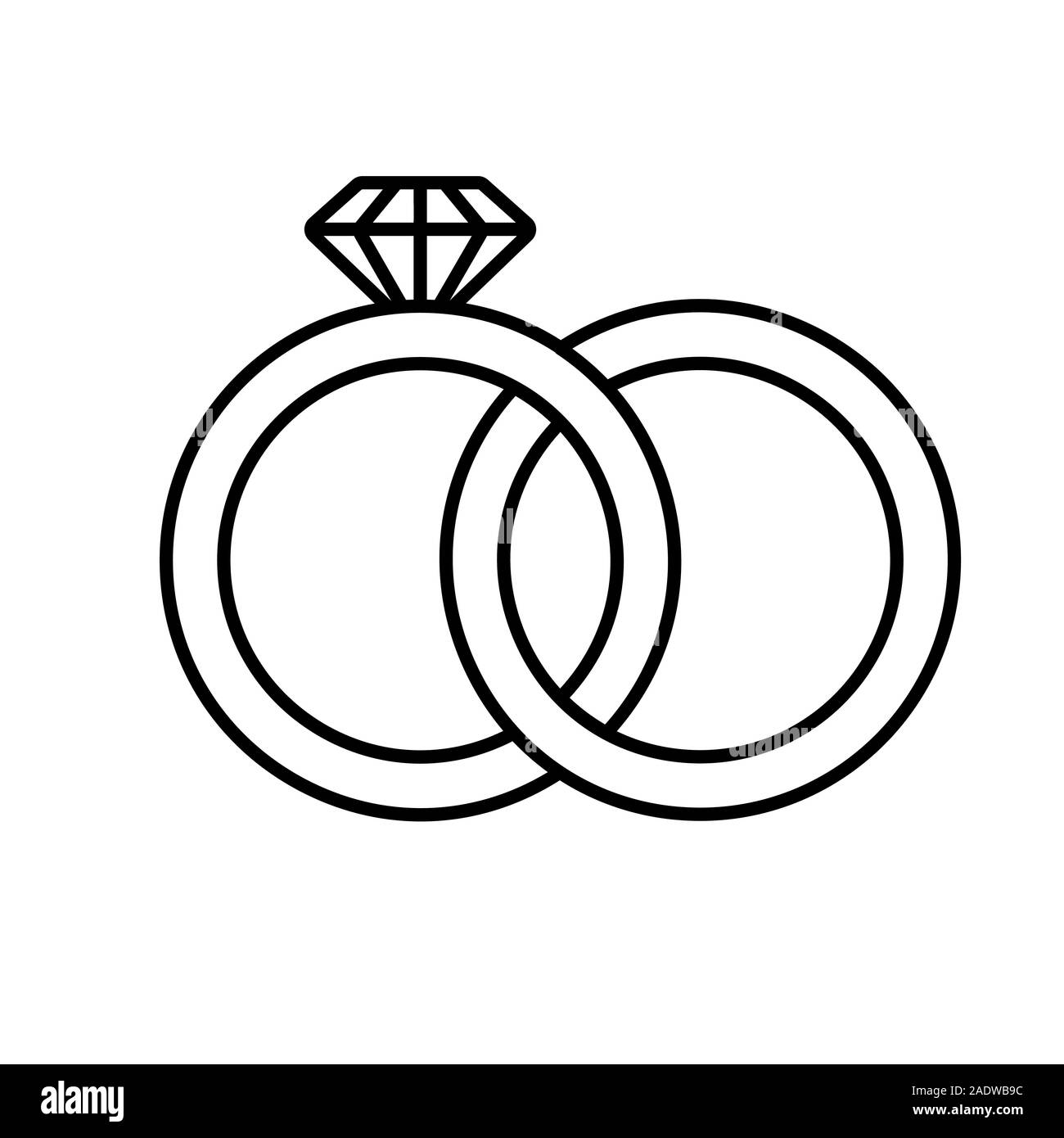 Kapitein Brie Bederven Smederij Wedding rings linear icon. Thin line illustration. Interlocked wedding ring  with diamond contour symbol. Vector isolated outline drawing Stock Vector  Image & Art - Alamy