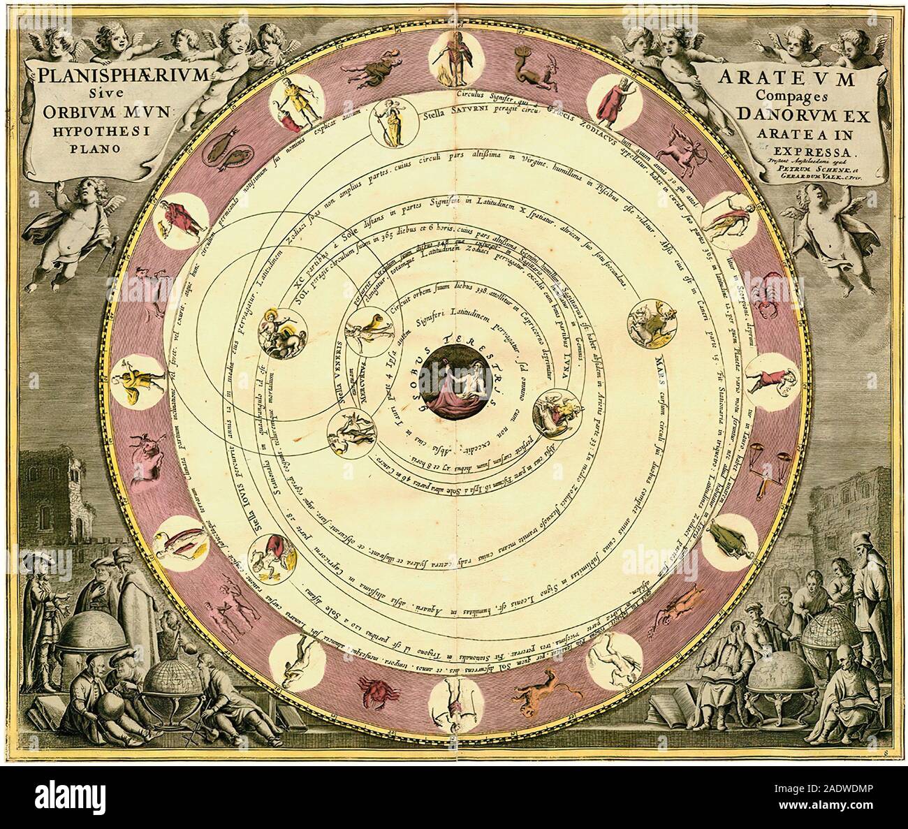 Andreas Cellarius : 'The Planisphere of Aratus (Plate 8)' (Harmonia Macrocosmica, 1708 Stock Photo